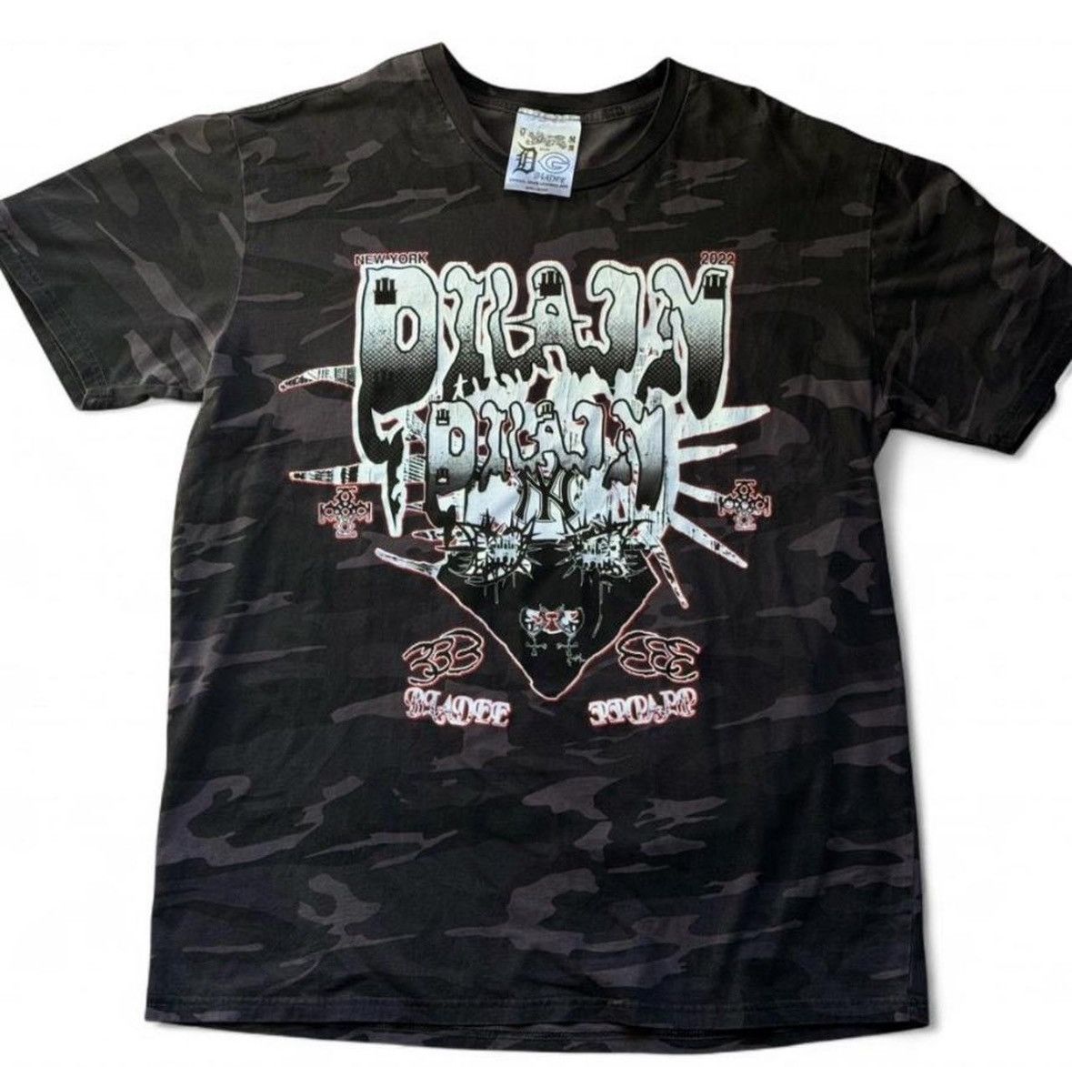 Drain Gang bladee camo face shield tee 2022 nyc popup Size US L / EU 52-54 / 3 - 1 Thumbnail