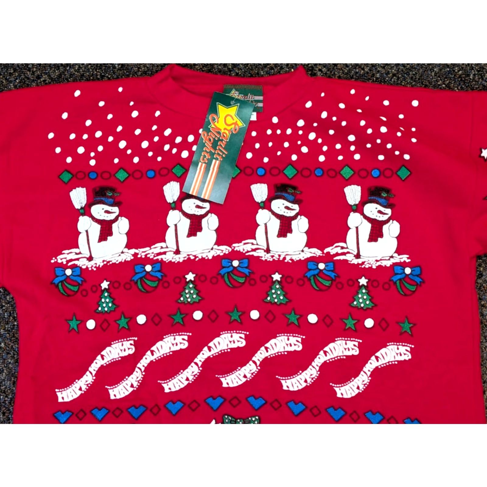 Vintage VINTAGE Starlit Nights Christmas Sleep Shirt One Size Red Acrylic Womens Night Shirt US A Size ONE SIZE - 2 Thumbnail
