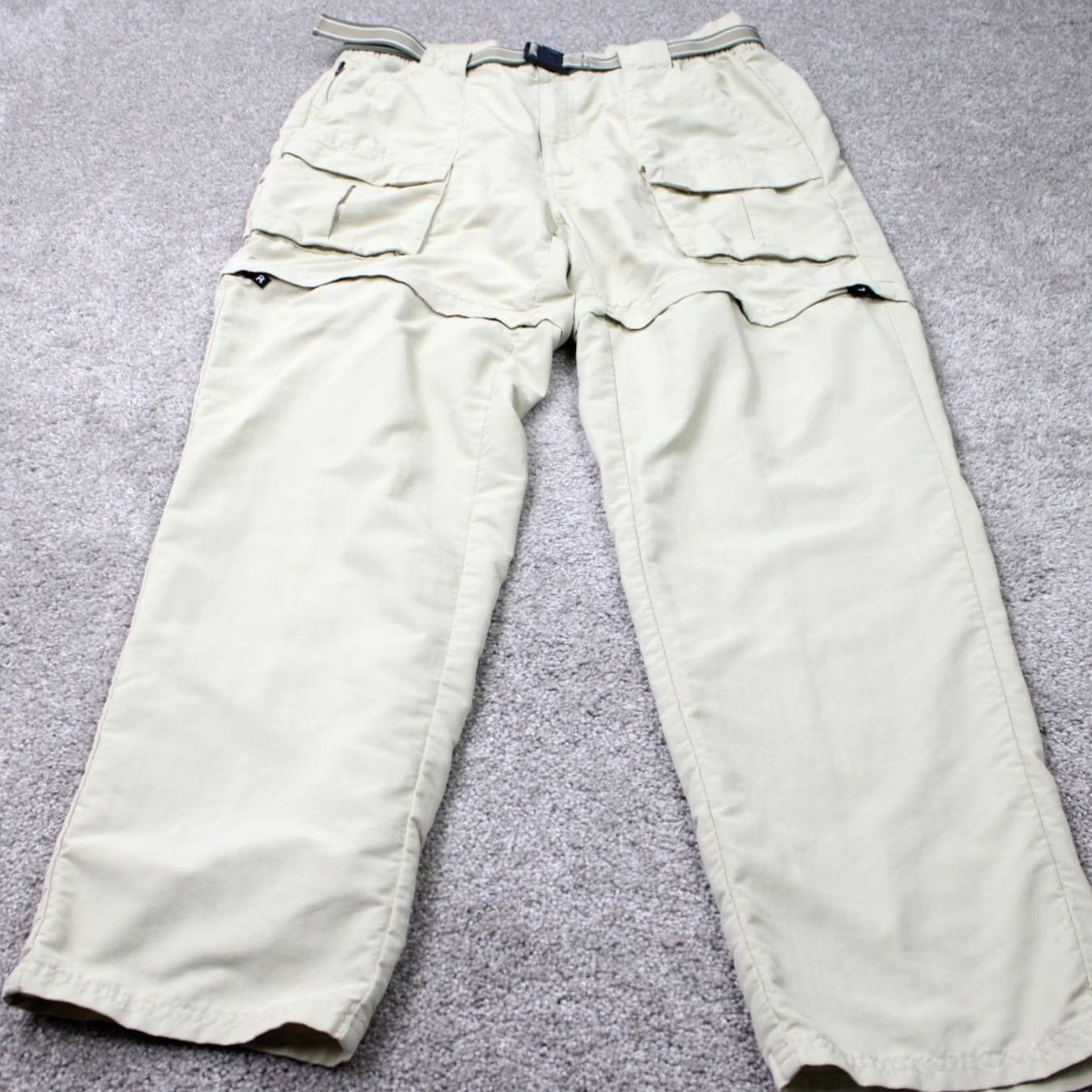 Vintage L.L. Bean Mens Large Beige Cargo Pocket Belted Nylon Convertible Pants Shirt? Size US 33 - 2 Thumbnail