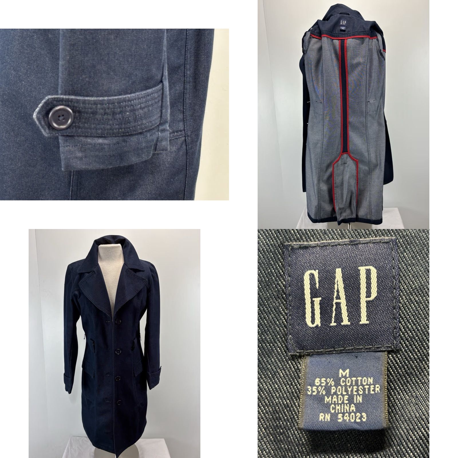 Gap VINTAGE GAP Y2K Denim Duster Trench Coat Long Blue Jean Jacket Women's M Belted Jacket Size 32" / US 10 / IT 46 - 8 Thumbnail