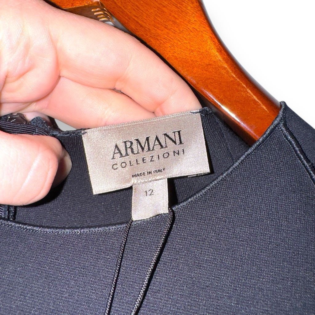 Armani Collezioni NWT Giorgio Armani Collezioni FW17 Onyx Black Knit Dress SZ Size XL / US 12-14 / IT 48-50 - 2 Thumbnail