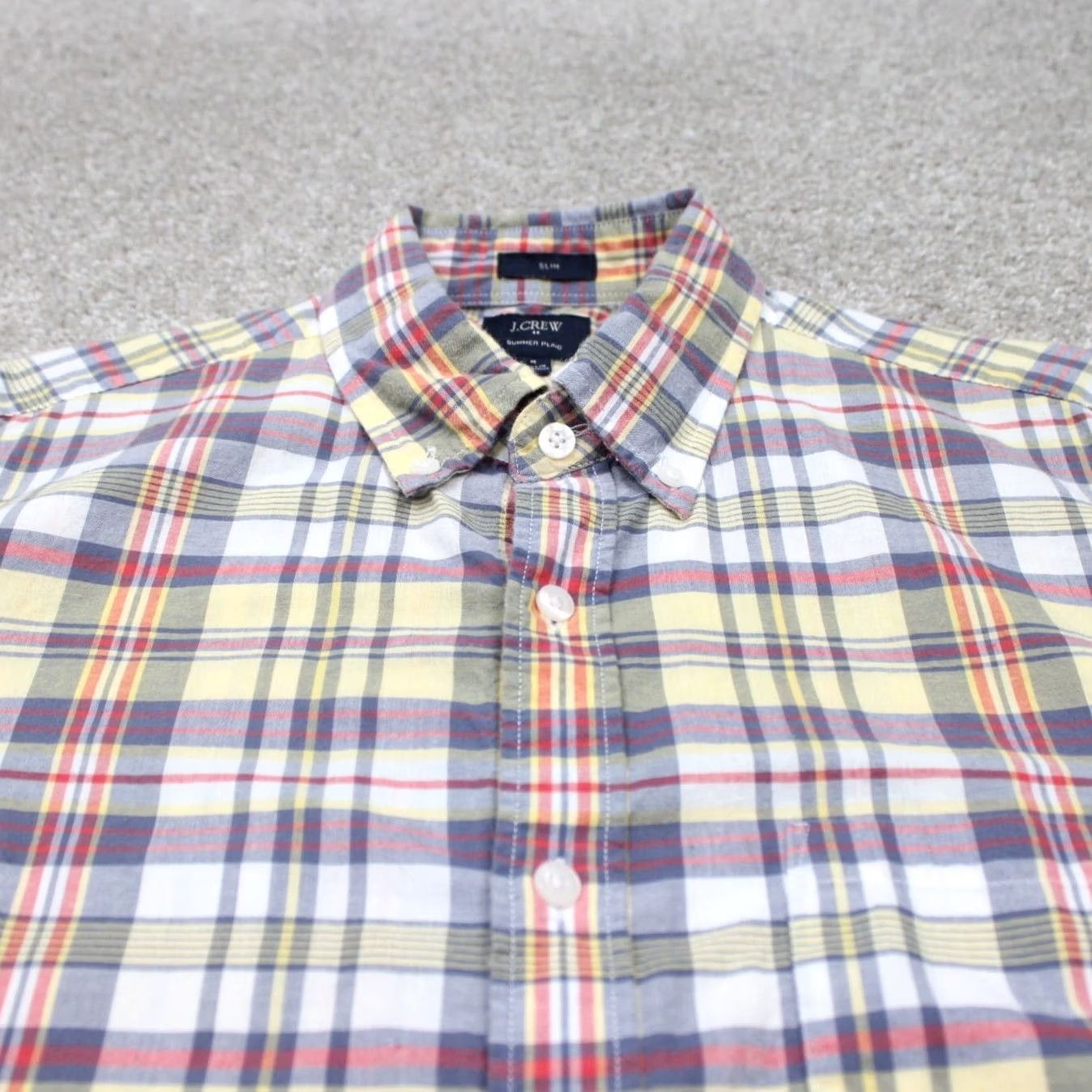 J.Crew J.CREW Slim Fit Plaid Shirt Mens Medium Red Blue Yellow Button-Down L/S Cotton Shirt Size US M / EU 48-50 / 2 - 5 Thumbnail
