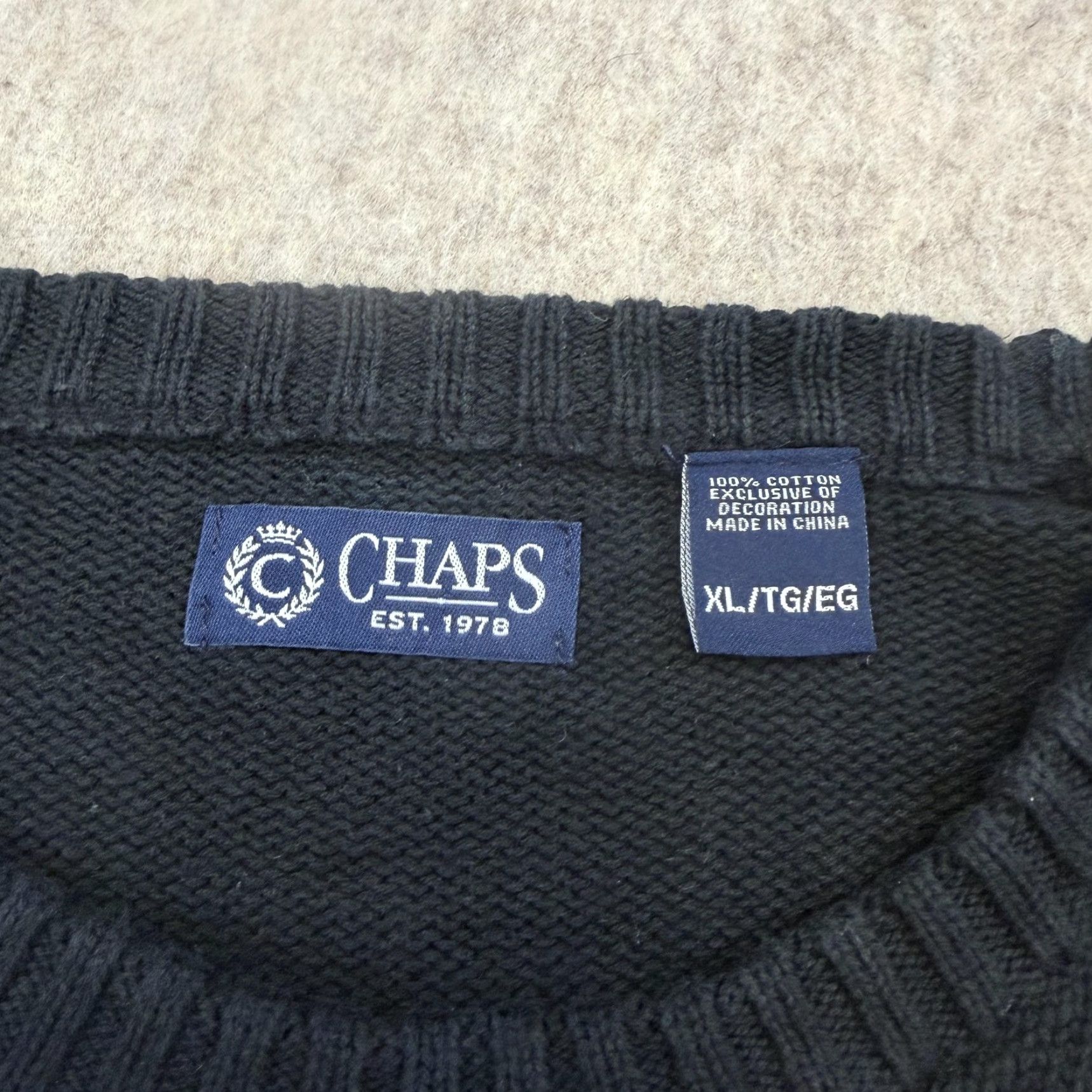 Chaps Chaps Sweater Mens XL Navy Bear Tree Fair Isle Cotton Crewneck Pullover Size US XL / EU 56 / 4 - 5 Thumbnail