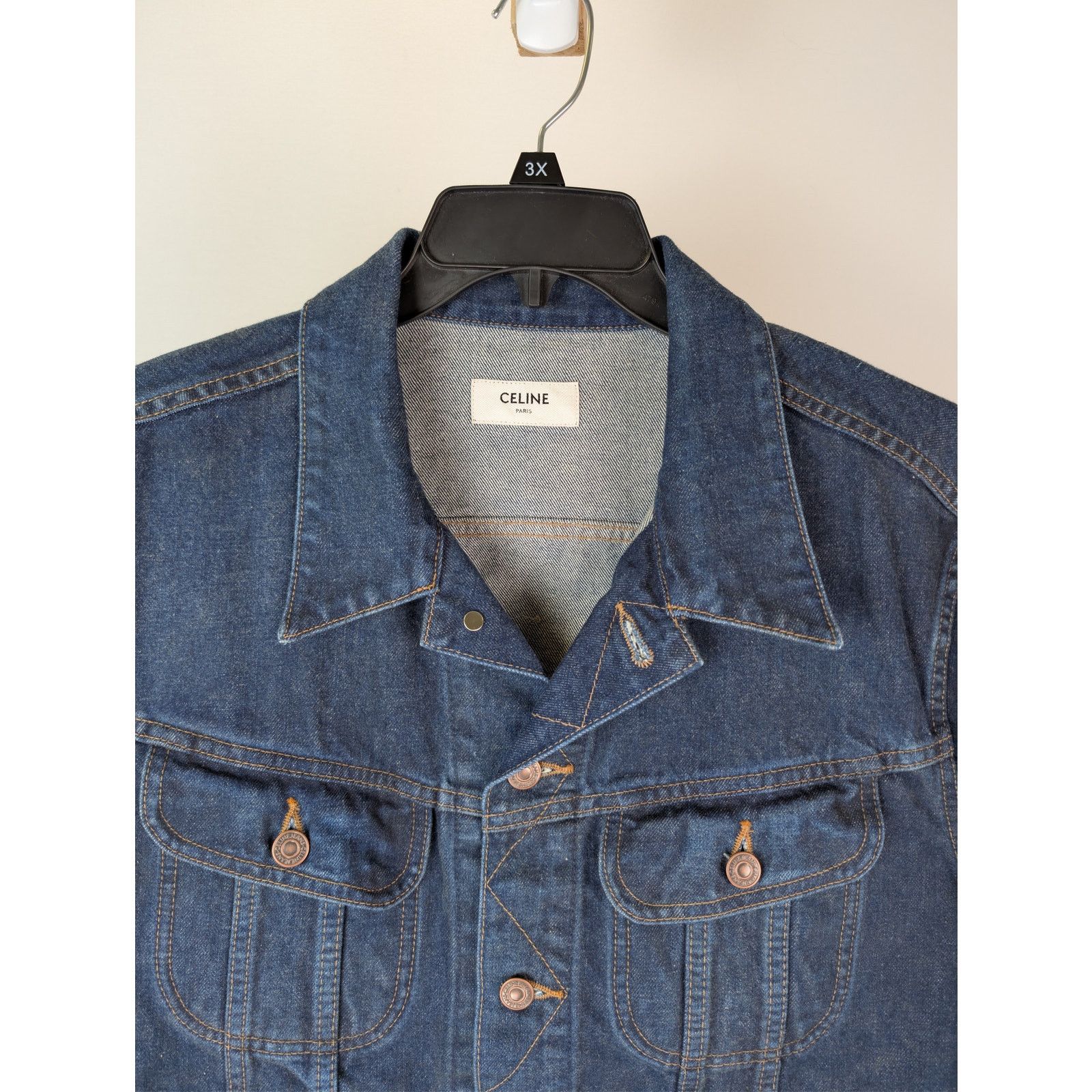 Celine o1rshd1 CELINE PARIS patch on the back Trucker Denim Jacket Size US L / EU 52-54 / 3 - 8 Thumbnail
