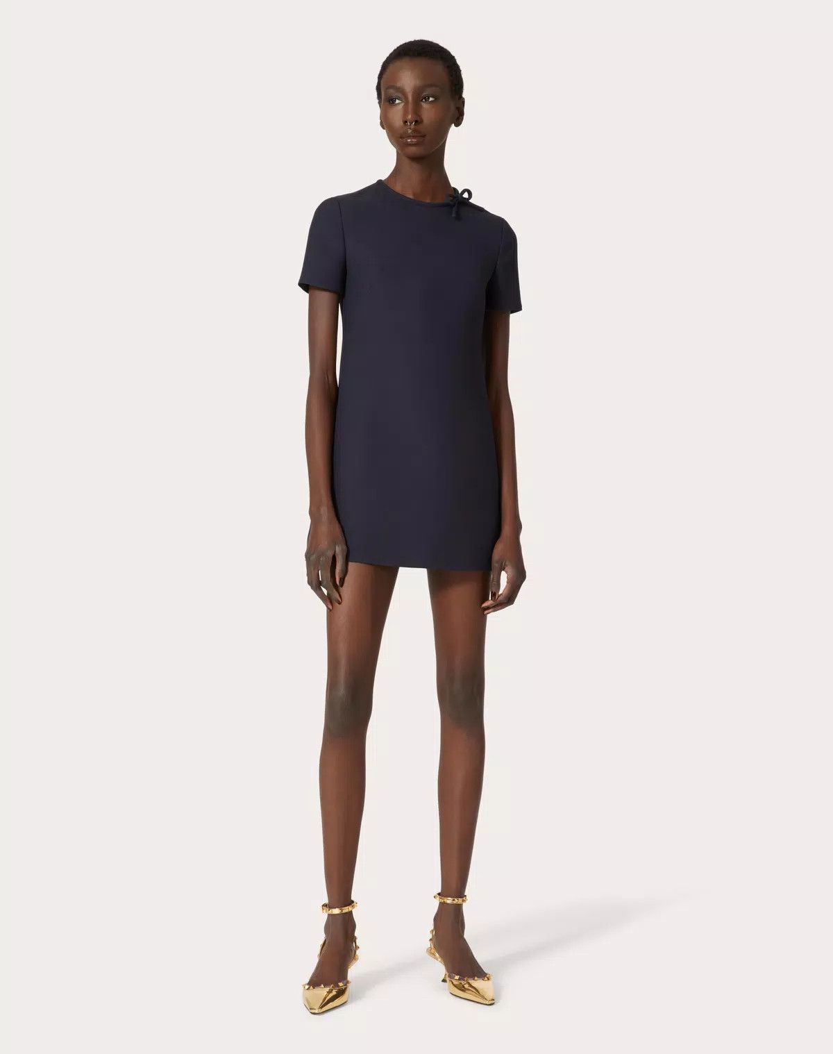 Valentino o1s1wg110625 Crepe Couture Short Dress in Navy Blue Size XS / US 0-2 / IT 36-38 - 4 Thumbnail