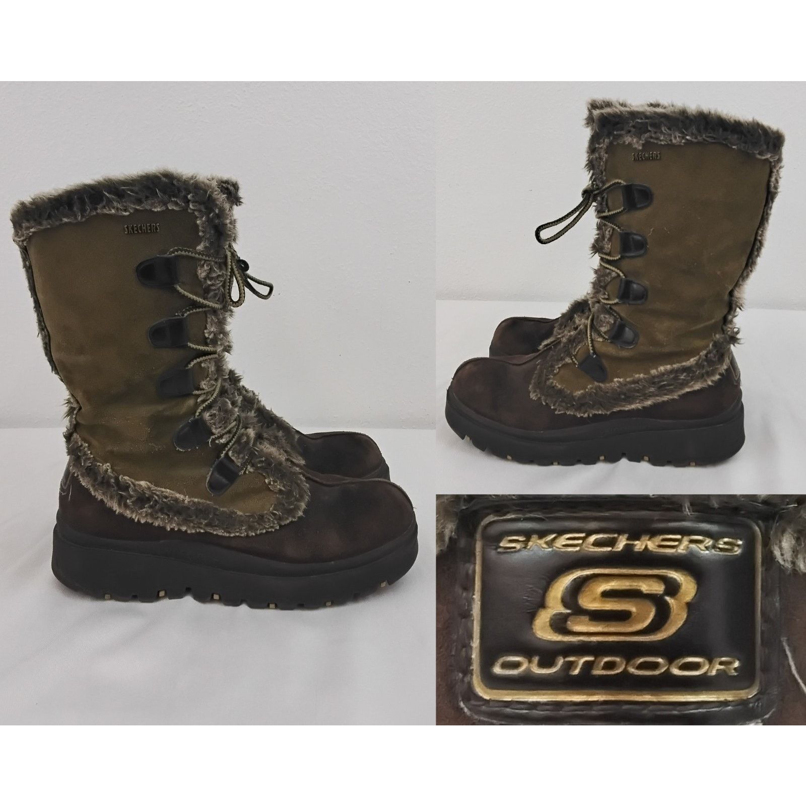 SKECHERS Sketchers Frolic Winter Boots Women's 8 Green/Brown Chunky Size US 8 / IT 38 - 1 Thumbnail