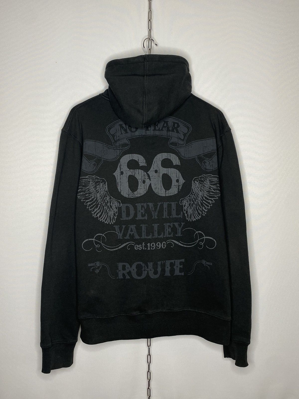 🔥Vintage No Fear Devil Valley 66 Route Full Zip Hoodie Y2K🔥