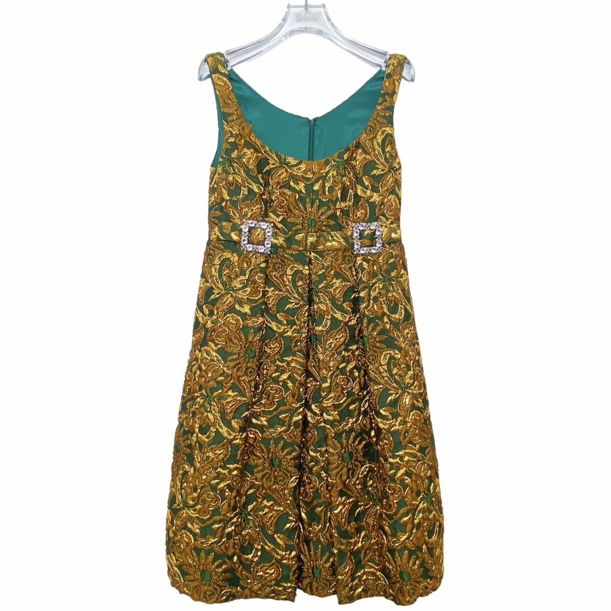 Dolce & Gabbana Dolce&Gabbana Gold Green Embossed Evening Dress K26WX Size S / US 4 / IT 40 - 1 Thumbnail