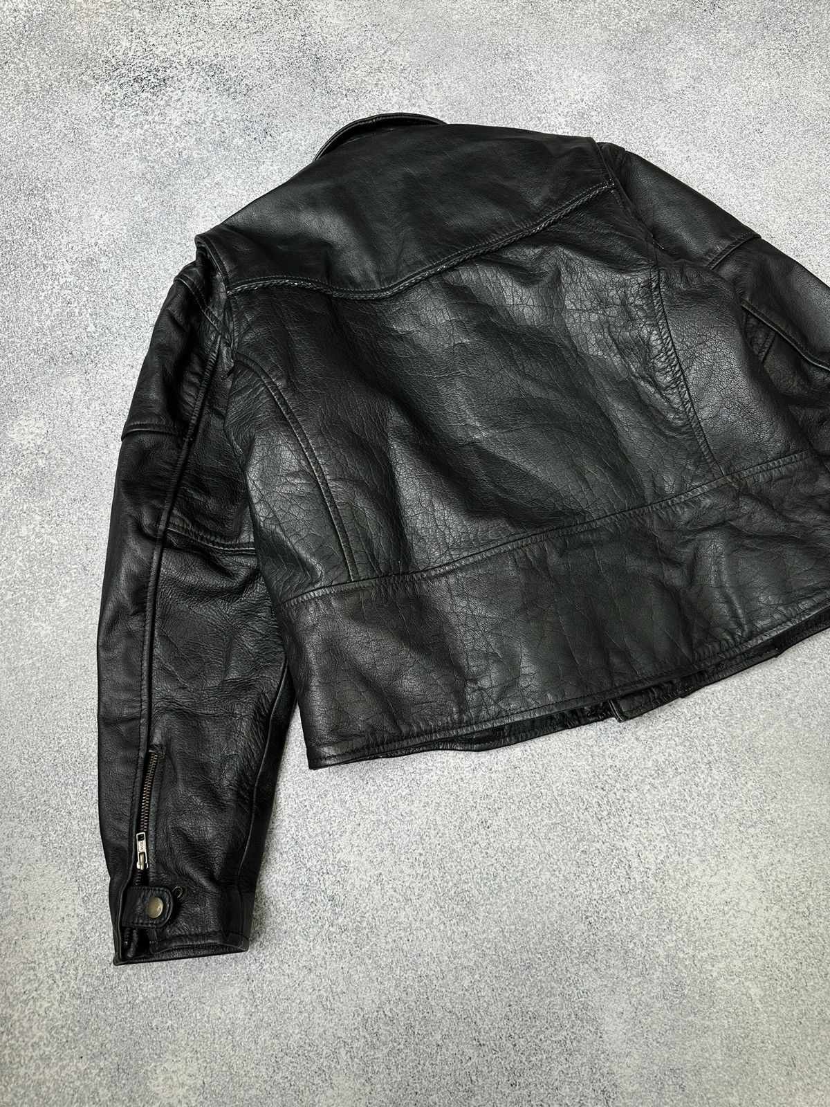 Genuine Leather × Vintage Vintage Genuine Leather Biker Motorcycle Heavy Jacket 90s Size US M / EU 48-50 / 2 - 16 Thumbnail