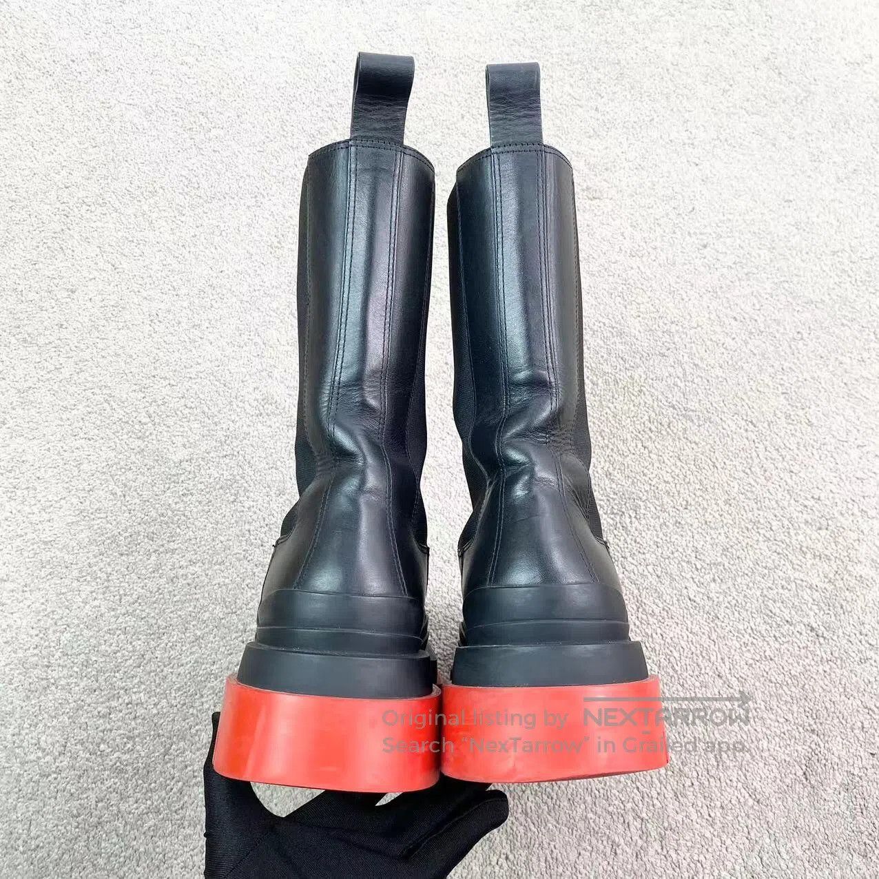 Bottega Veneta Bottega Veneta Black and red thick-soled pipe Chelsea boot Size US 8.5 / IT 38.5 - 6 Thumbnail