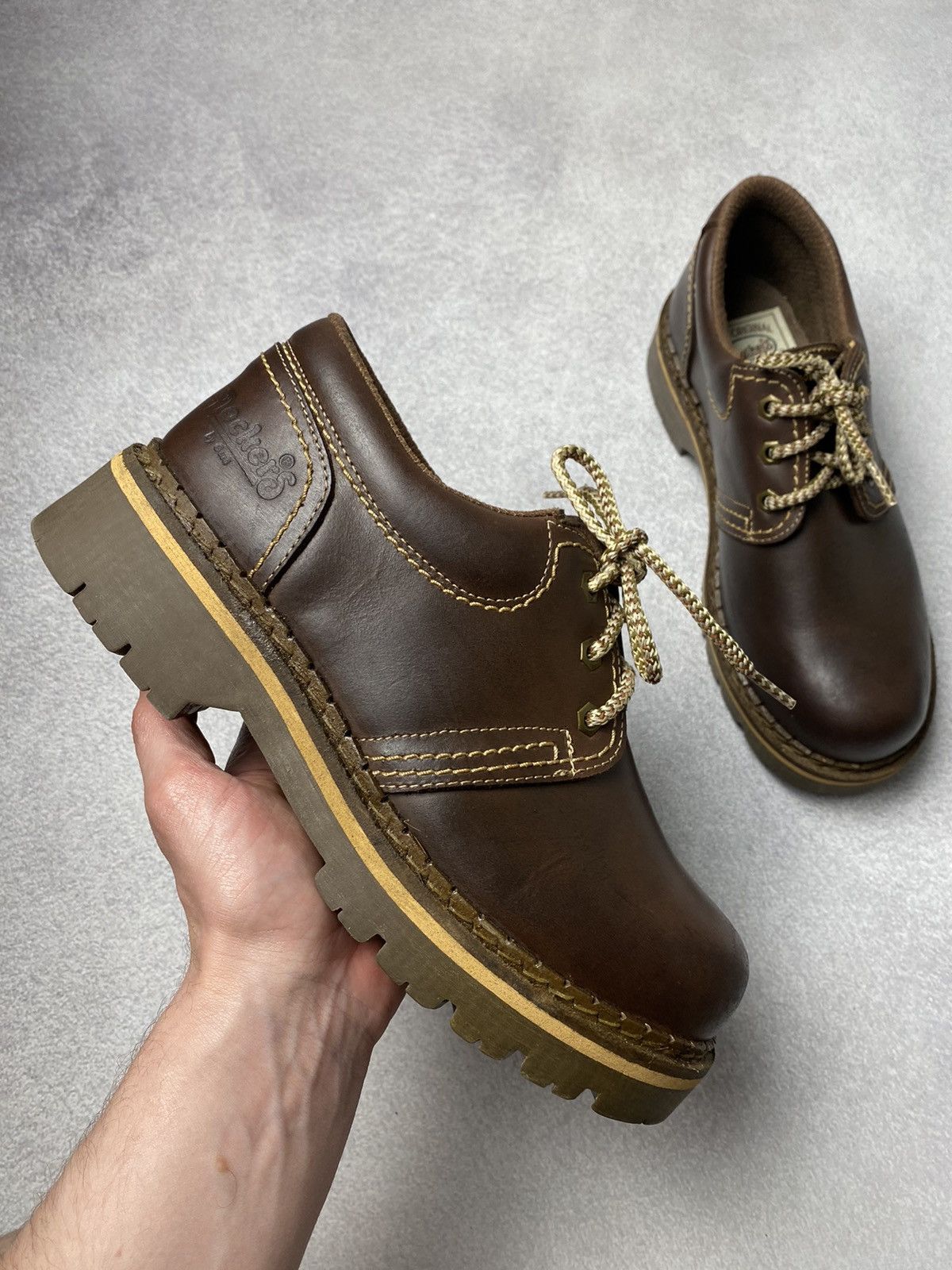 Dockers Dockers Vintage Chunky Brown Leather Platform Boots Goth Size US 8 / EU 41 - 9 Thumbnail