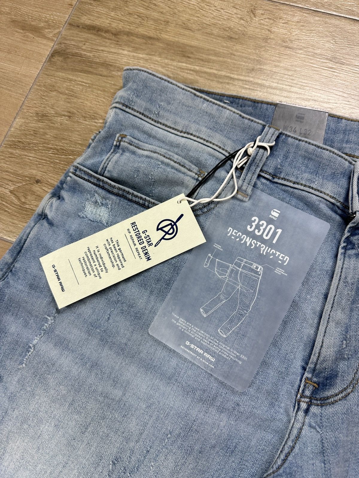 G-Star NEW🏷️ G-Star Raw 3301 Deconstructed Super Slim Denim Jeans Size US 34 / EU 50 - 4 Thumbnail