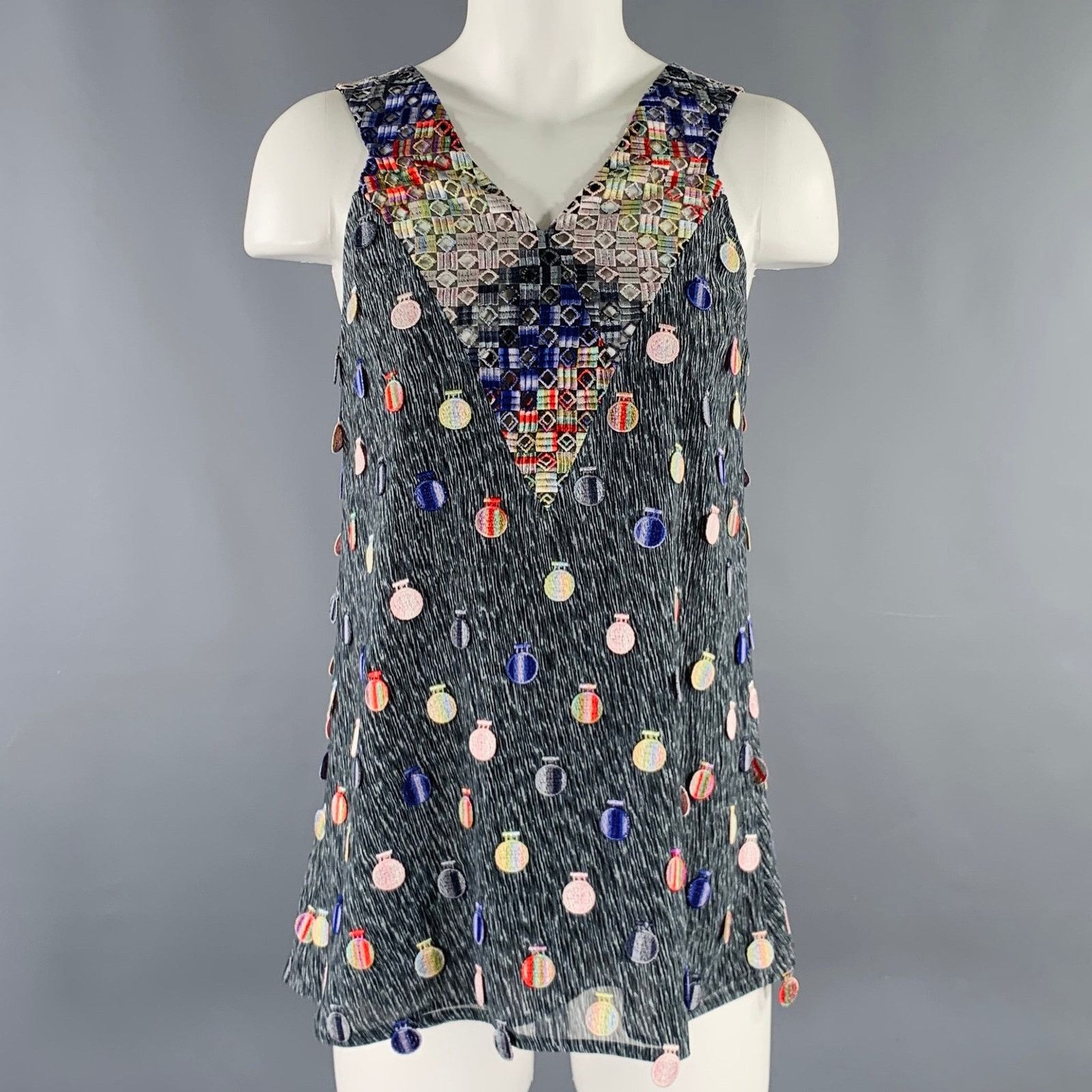 Other 4 Blue Multi Color Polyester Embellishment Casual Top Size S / US 4 / IT 40 - 1 Thumbnail