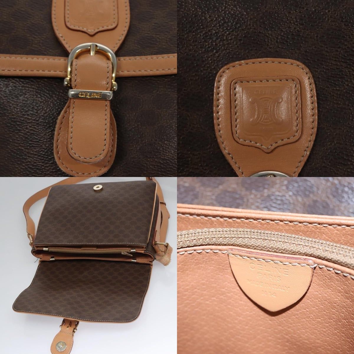 Celine CELINE Macadam Canvas Shoulder Bag Pvc Leather Brown Gold Size ONE SIZE - 11 Thumbnail