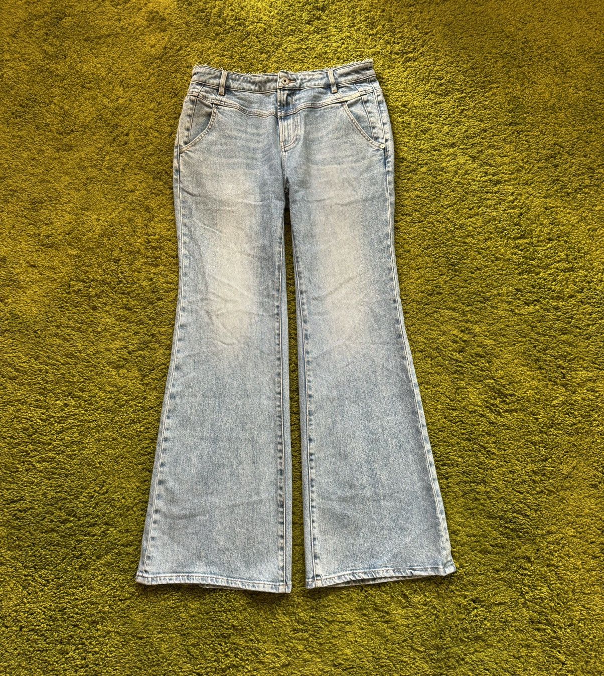 Designer × Miss Sixty Miss Sixty wide leg palazzo fur patch jeans denim Y2K Size 27" / US 4 / IT 40 - 2 Thumbnail