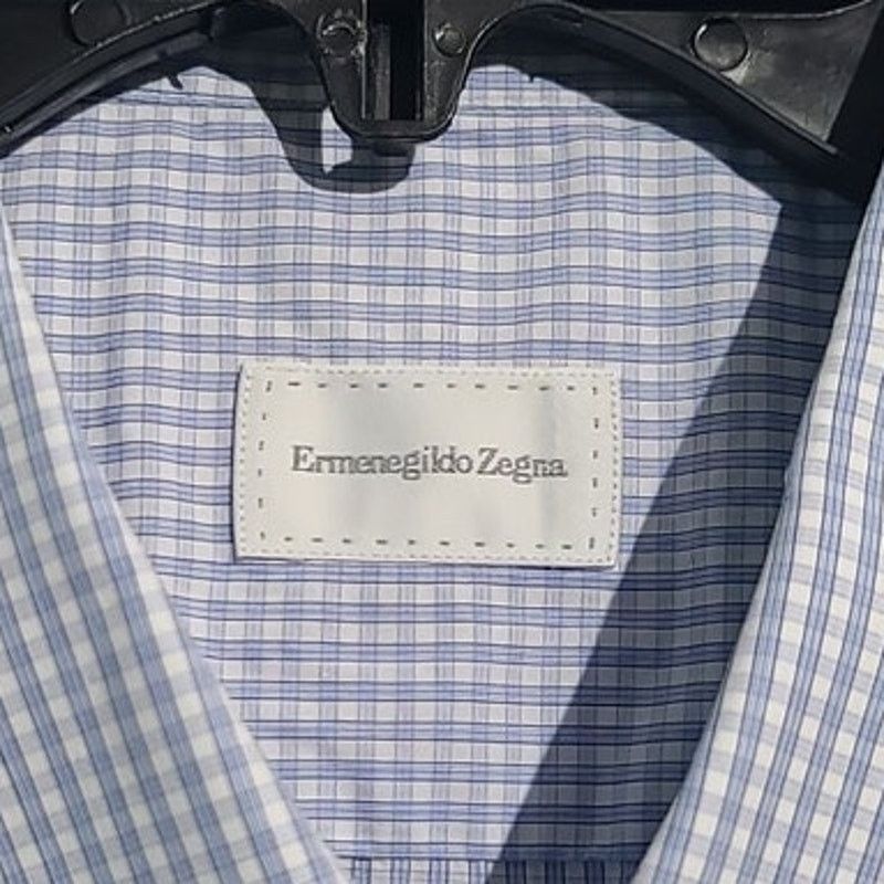 Ermenegildo Zegna Ermenegildo Zegna Blue Gingham Regular Shirt Size 44 Size US L / EU 52-54 / 3 - 3 Thumbnail