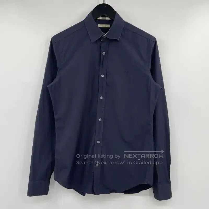 Burberry Men's Navy Long Sleeve Cotton Shirt.