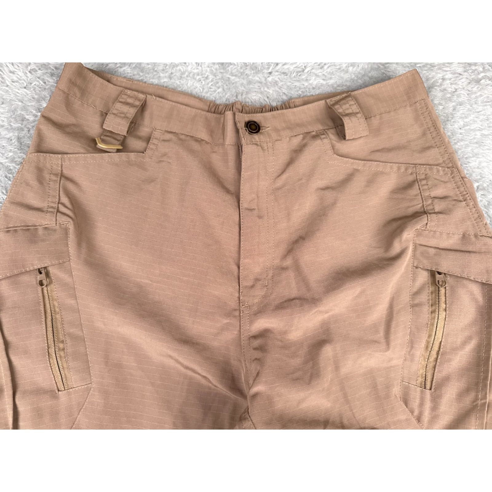 Vintage Tactical Pants Women Large Beige Cargo Rip-Stop Fabric Lightweight Poly 34x31 Size 36" / US 14 / IT 50 - 4 Thumbnail