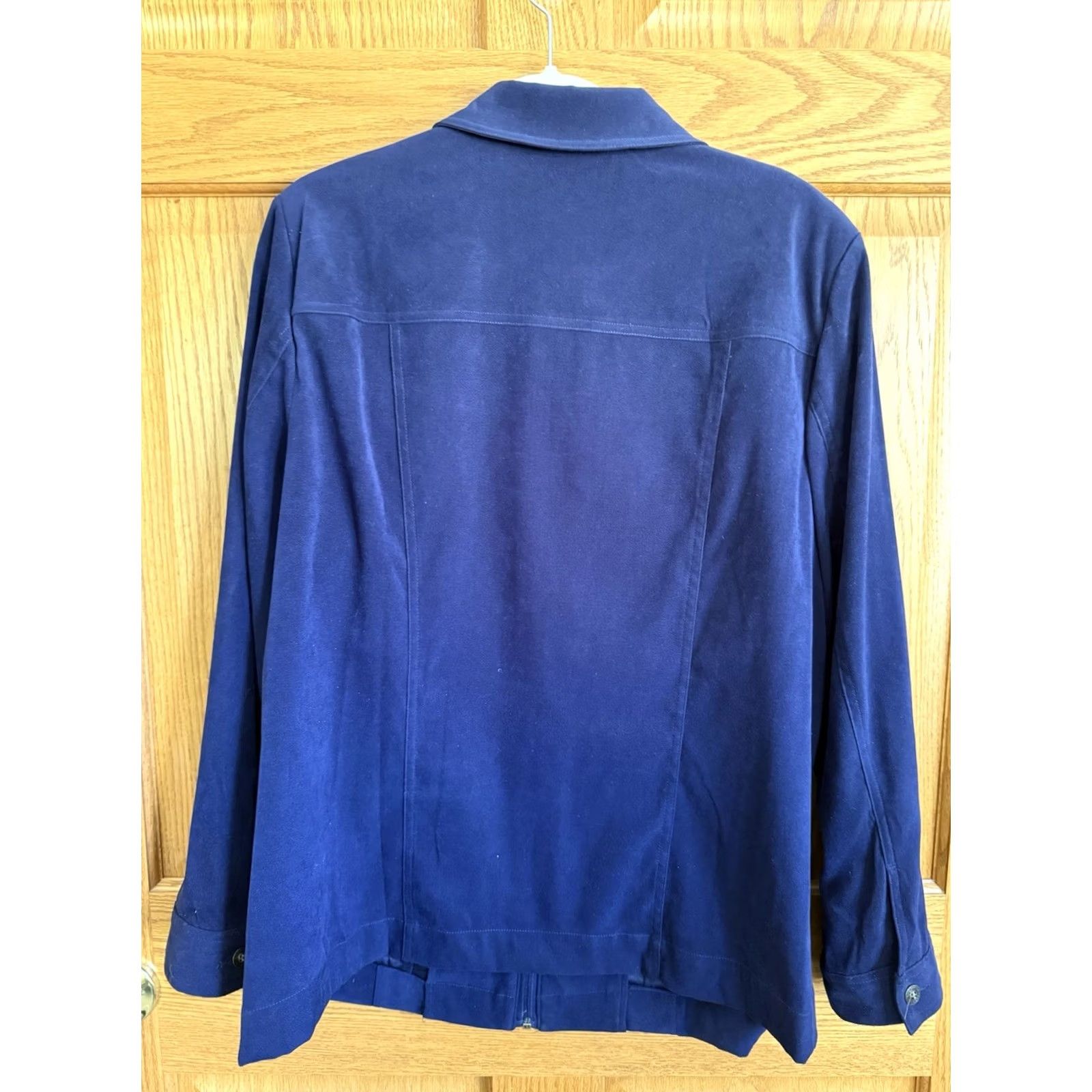 Vintage NAVY Jacket Womens 16 Shirt City Classic Basic Office Core Zipper Long Sleeve Polyester Microfiber Size XXL / US 16-18 / IT 52-54 - 2 Thumbnail