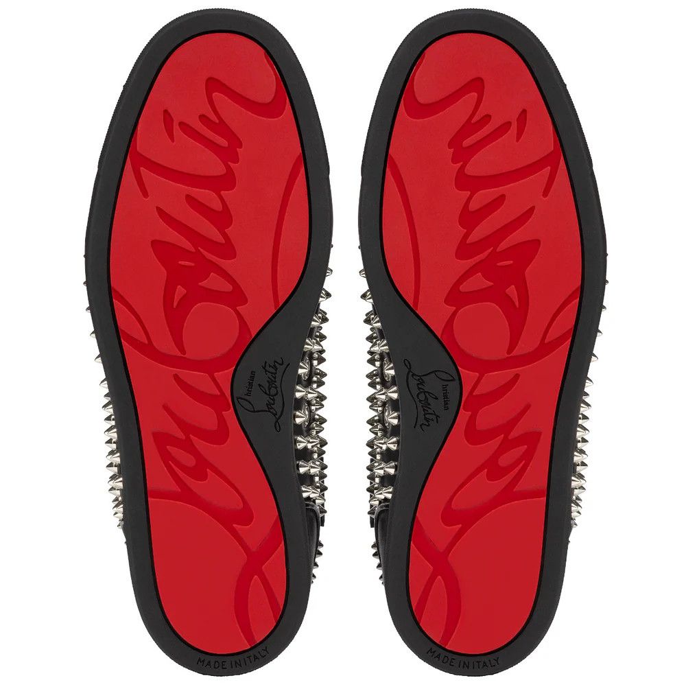 Christian Louboutin o1s1wg111225 Louis Spikes Flat Calf in Black/Silver Size US 10.5 / EU 43-44 - 6 Thumbnail