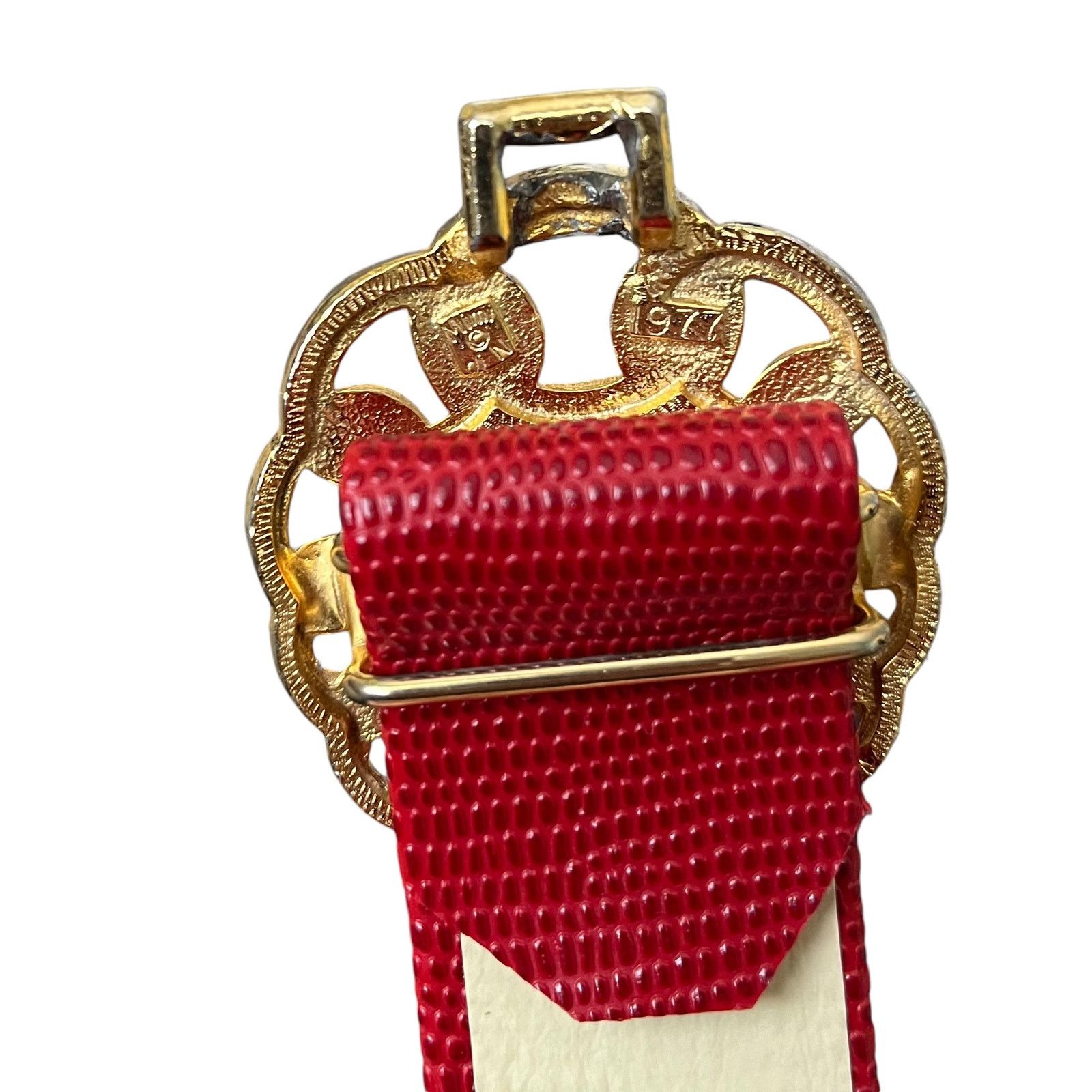 Vintage Mimi Di N Vintage Chainlink Buckle Red Lizard Print Belt Size ONE SIZE - 3 Thumbnail