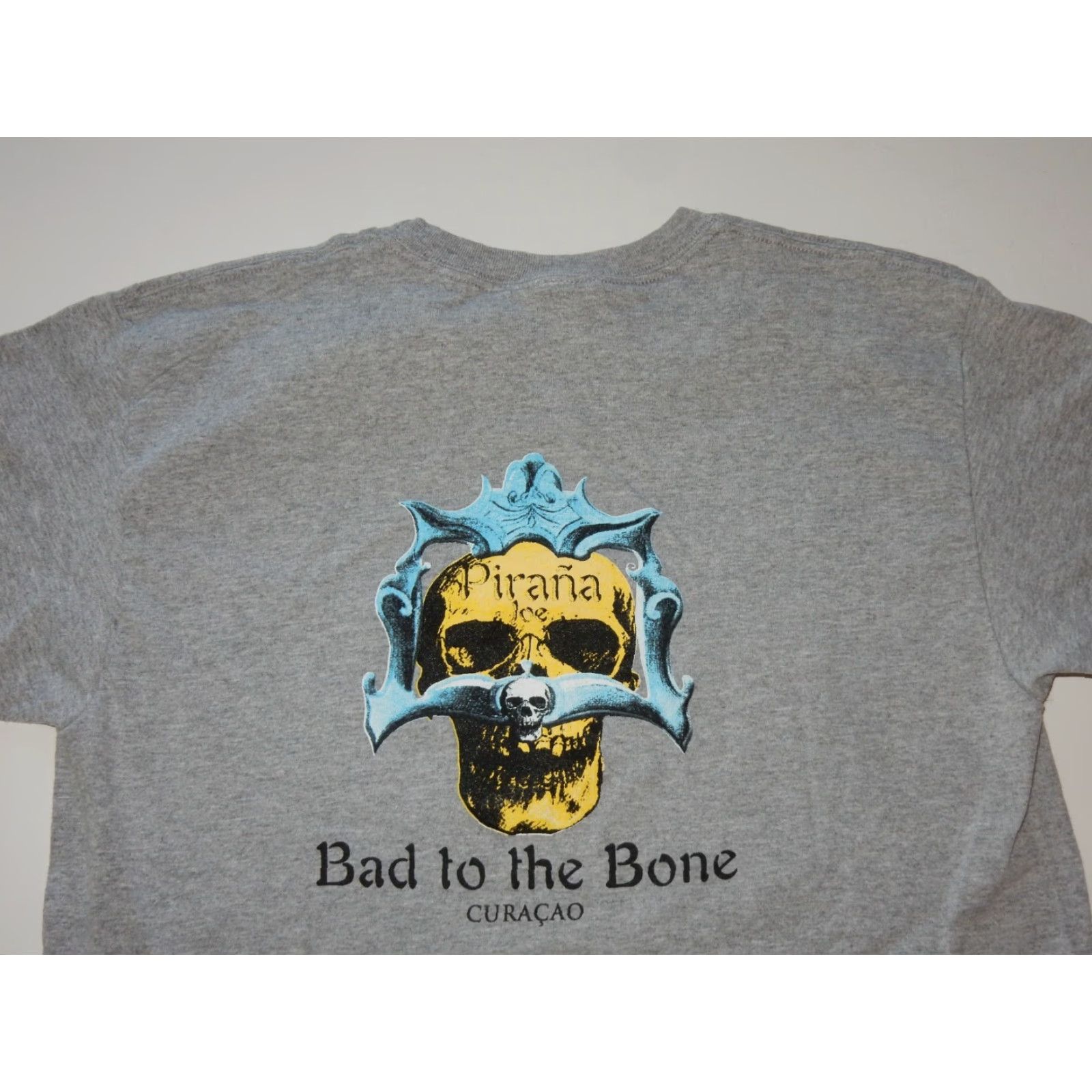 Bones VINTAGE Pirana Joe Men's T-Shirt Size M Gray Pirate Skull Bad To The Bone Graphic Print Short Sleeve Size US M / EU 48-50 / 2 - 2 Thumbnail