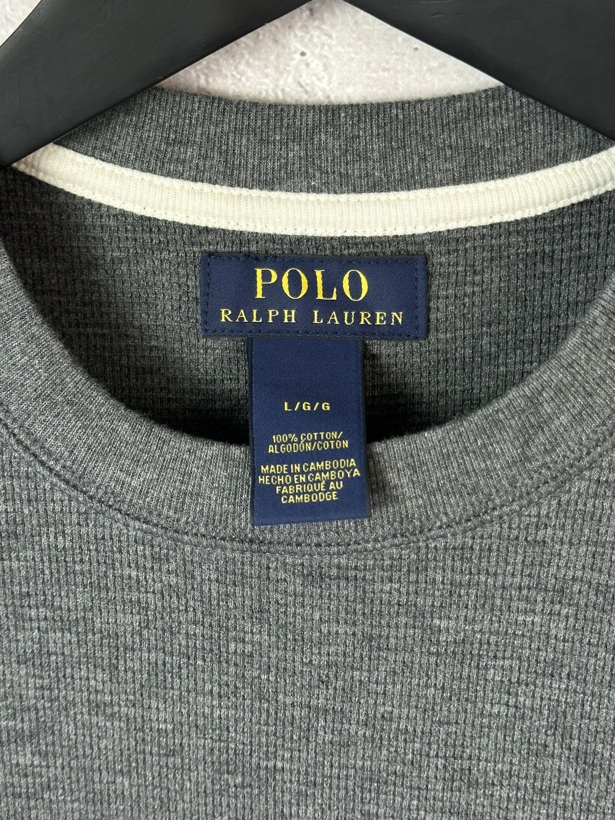 Polo Ralph Lauren Ralph Laurent Grey Waffle Cotton Men’s Crew Neck Jumper Size US L / EU 52-54 / 3 - 6 Thumbnail
