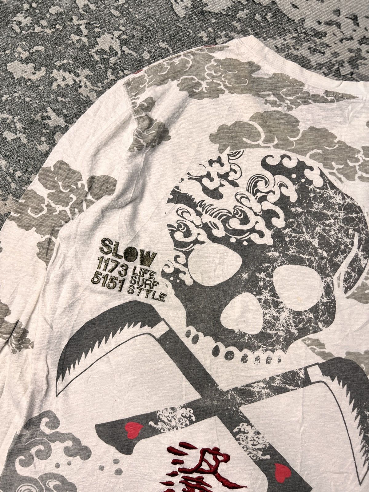 Dulcamara Japan Skull Embroided Japanese Motif AOP Ls Tshirt Size US M / EU 48-50 / 2 - 6 Thumbnail