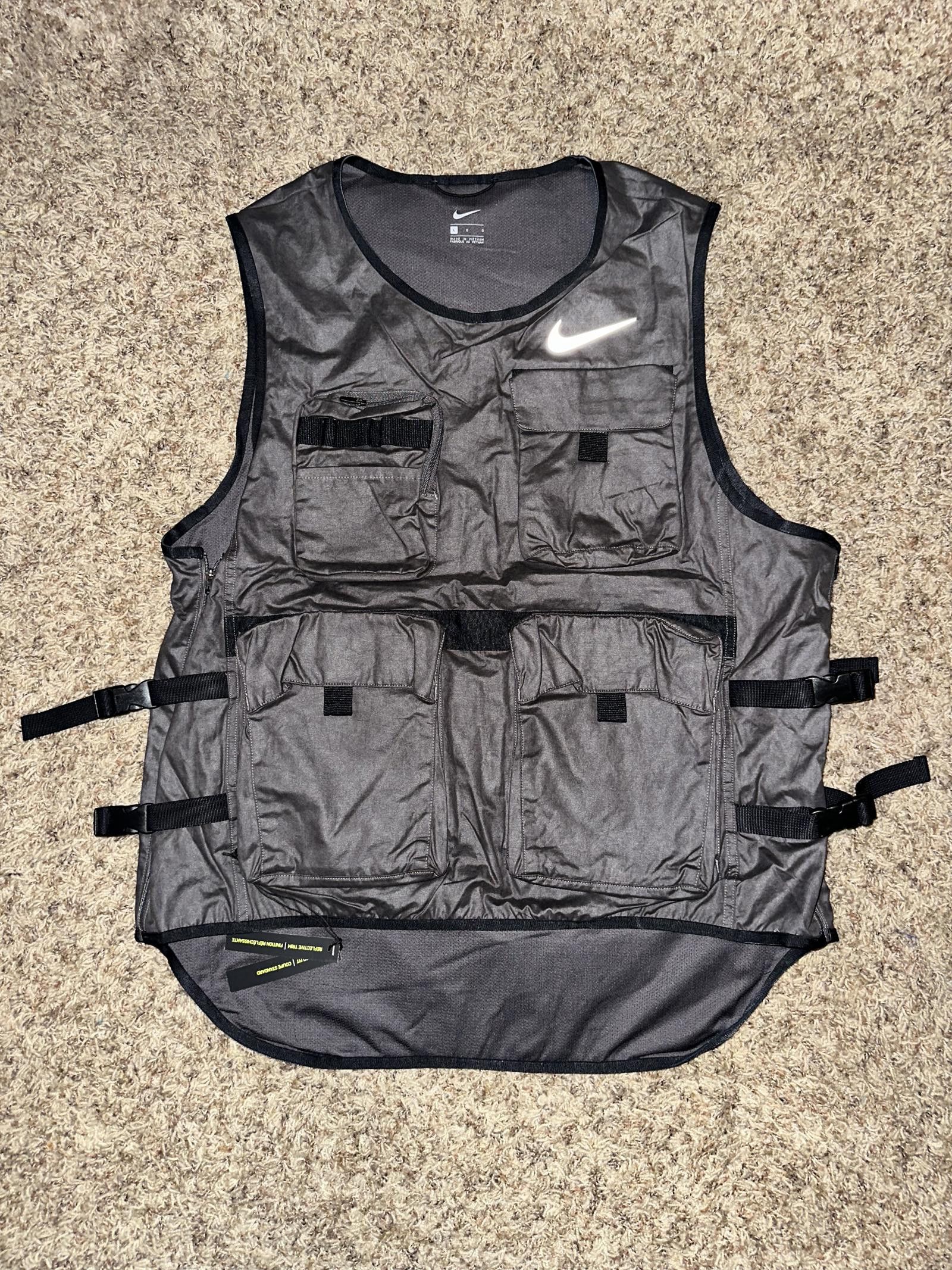 image of Nike Reflective Combat Military Vest Gilet Thunder Grey in Black, Men's (Size Large)