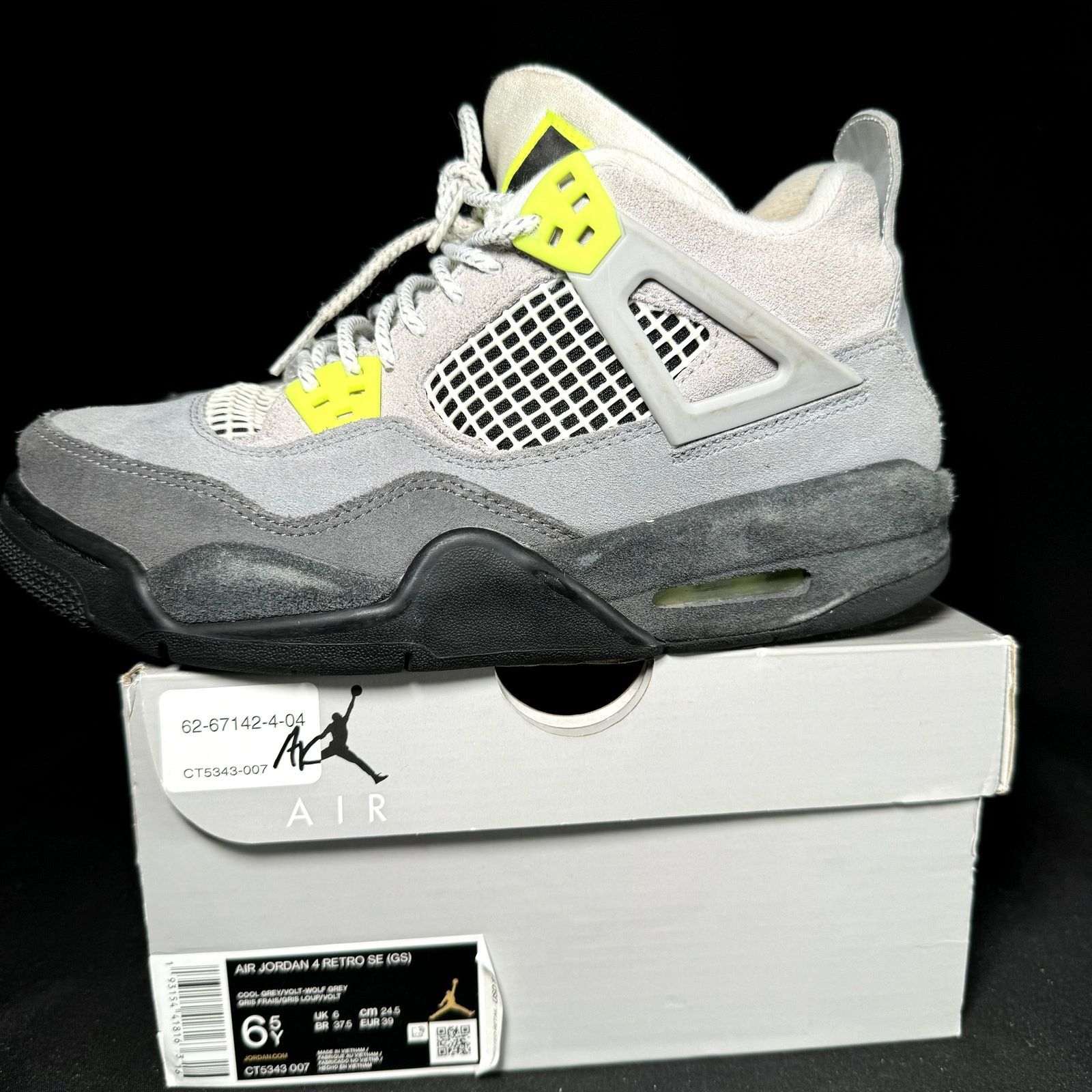 Jordan Brand × Nike Size 6.5 - Air Jordan 4 Retro SE GS Neon 95 2020 Men's Shoes Size US 6.5 / EU 39-40 - 8 Thumbnail