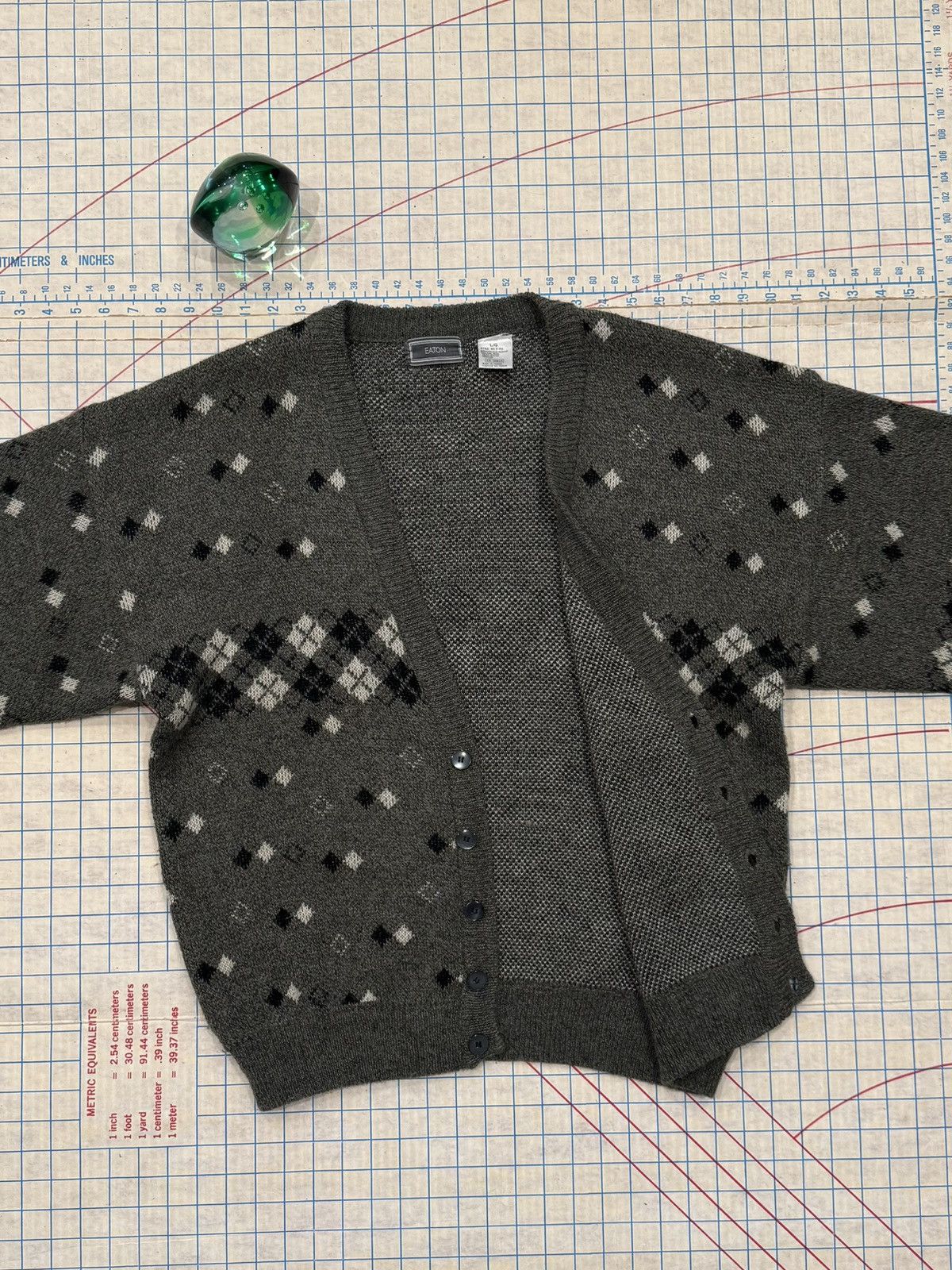 Eaton Vintage Eaton Dark Green Patterned Cardigan Mens Size Large Size US L / EU 52-54 / 3 - 6 Thumbnail