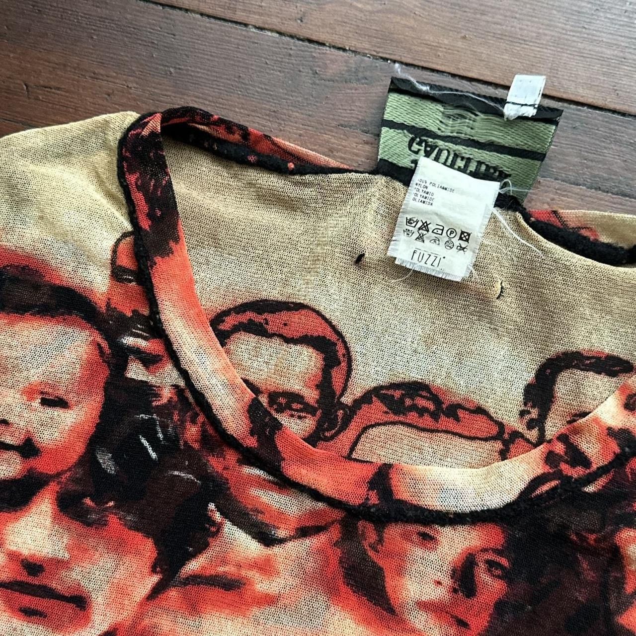 Jean Paul Gaultier JEAN PAUL GAULTIER Vintage Red Face Print Mesh Top Size XL / US 12-14 / IT 48-50 - 6 Thumbnail