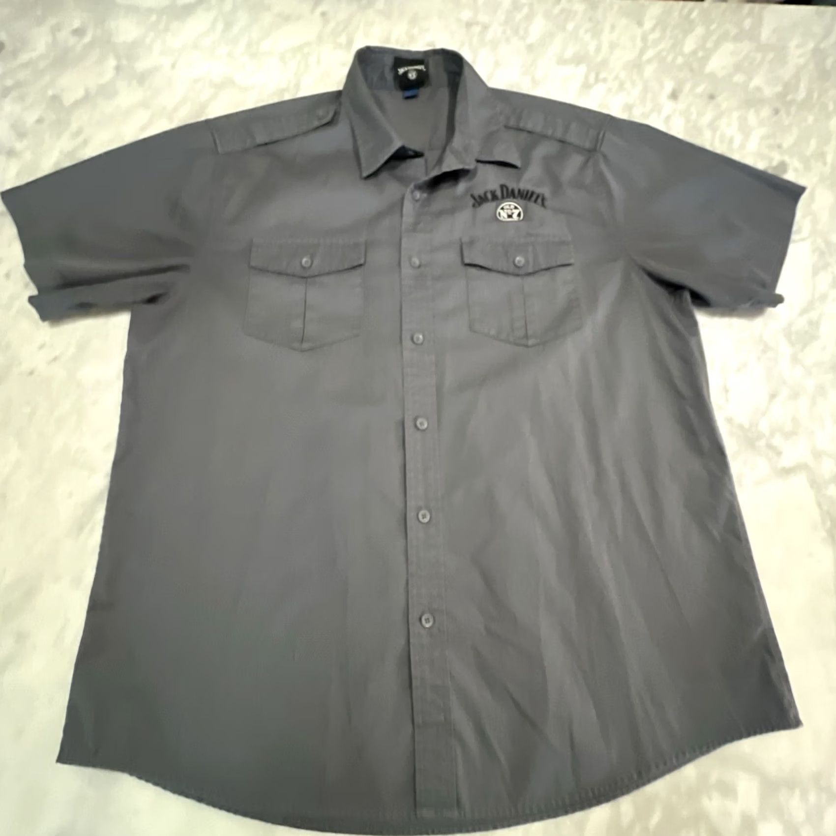 Vintage Jack Daniels Shirt Mens Large Gray Button Up Short Sleeve Embroidery Size US L / EU 52-54 / 3 - 3 Thumbnail