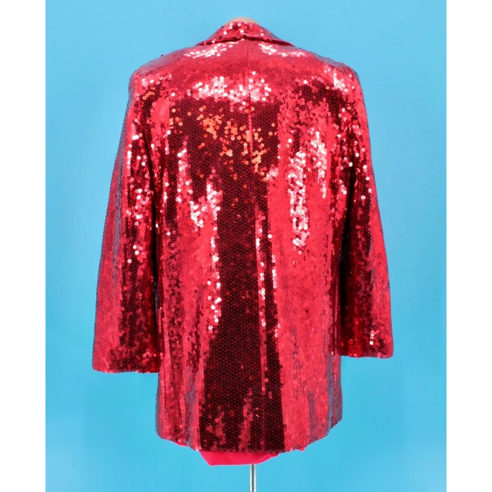 Vintage VINTAGE 70s Sequin Jacket Blazer Red M 1970s Mens City? Size 40R - 3 Thumbnail