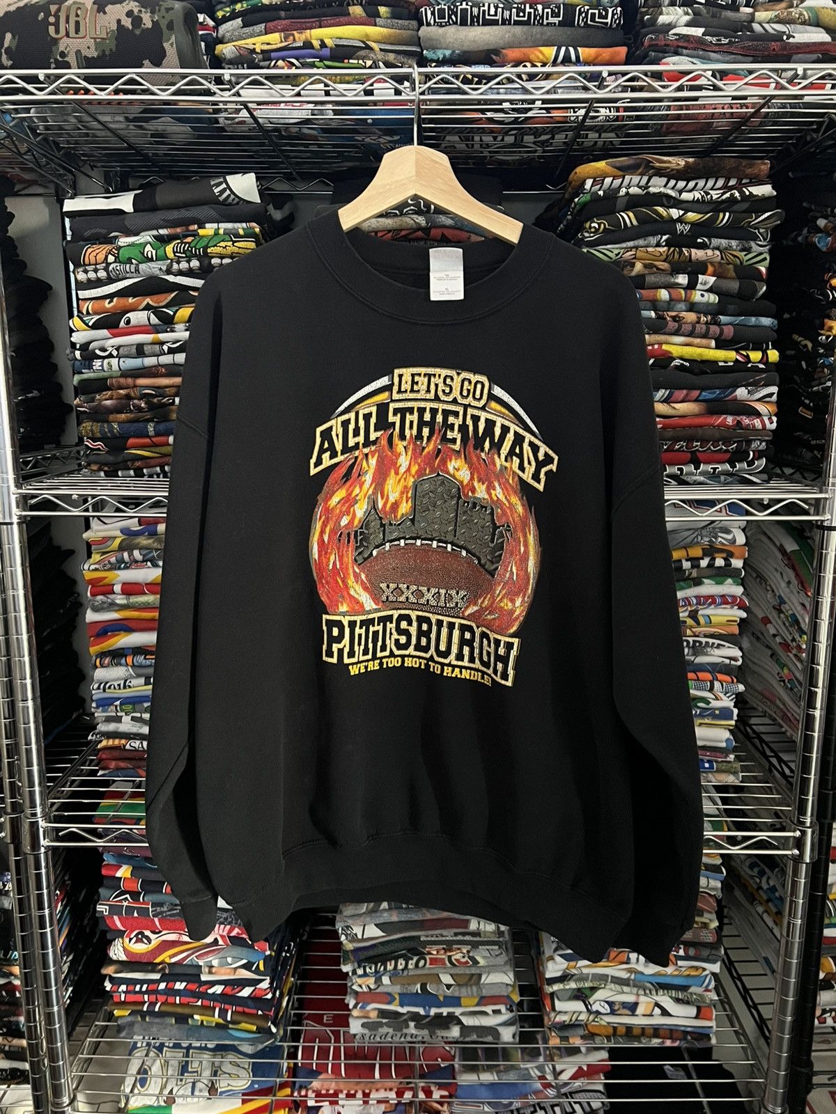 NFL 90s Let’s Go All The Way Pittsburgh Steelers Creewneck Size US XL / EU 56 / 4 - 1 Thumbnail