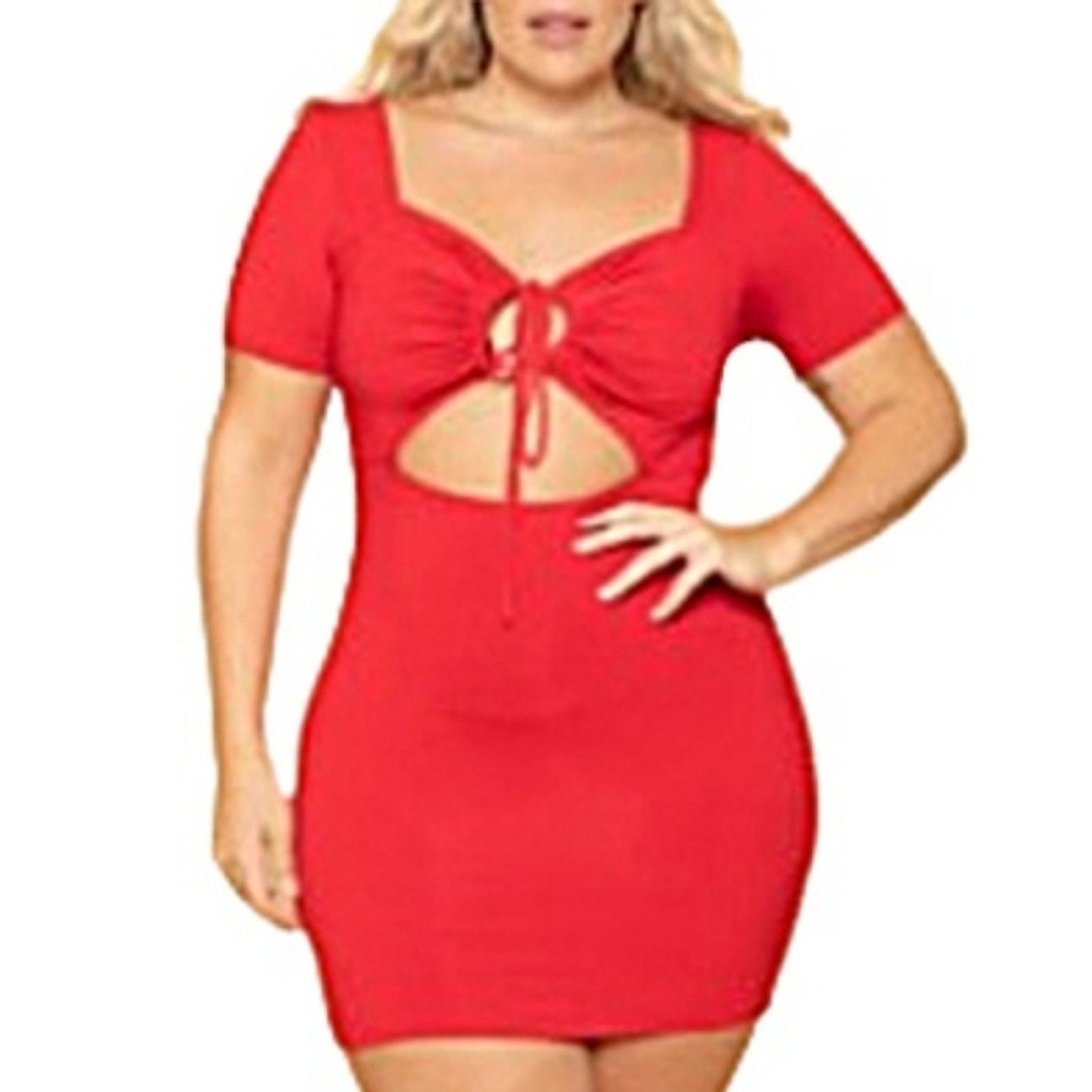 Other CURVYSENSE ☆ KYRA ☆ RED ☆ DRAWSTRING MINI DRESS ☆ 3x ☆ NWT Size 3XL / US 20-22 - 2 Thumbnail