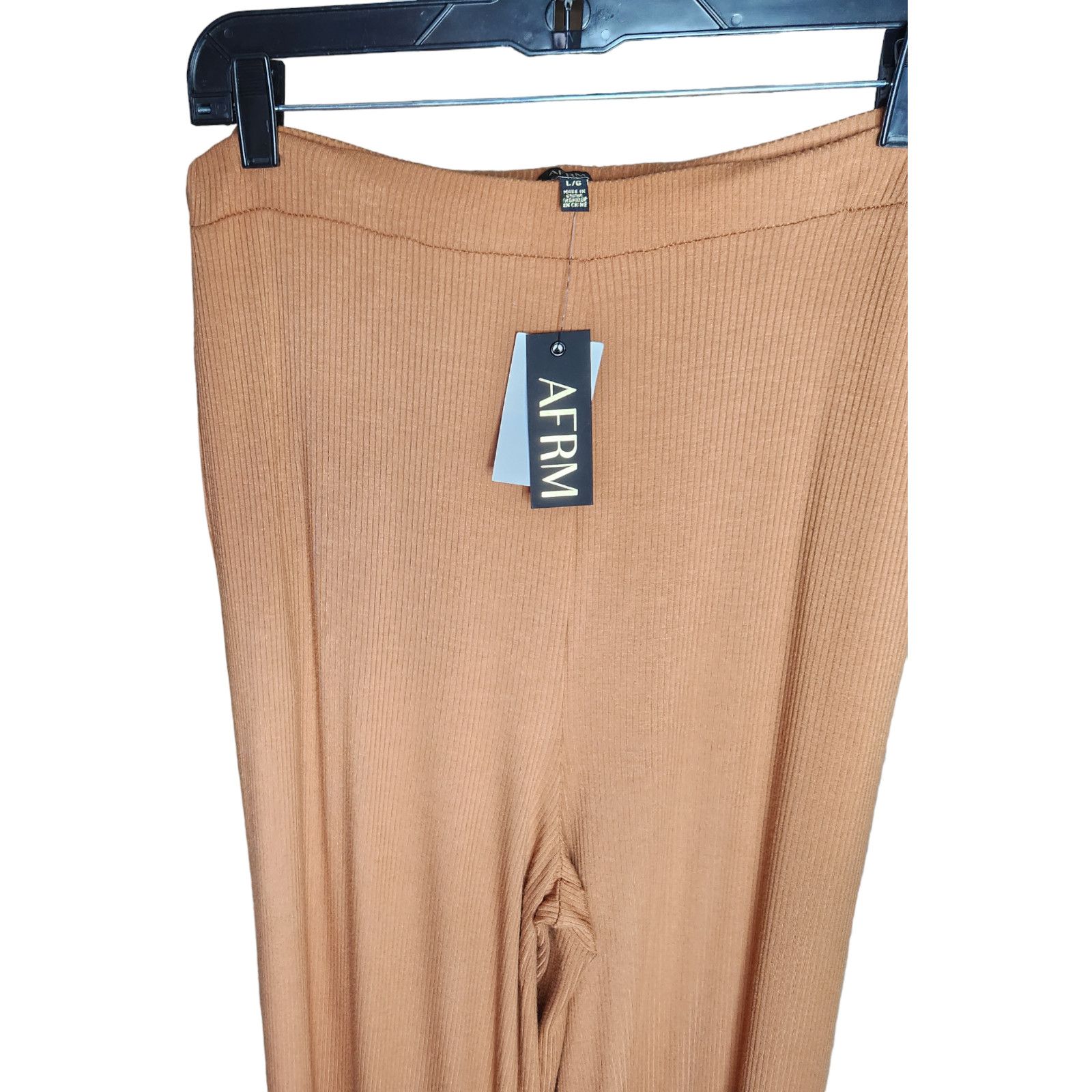 Other AFRM Womens Large Caramel Ribbed Wide Leg Knit Casual Pant Size 30" / US 8 / IT 44 - 2 Thumbnail