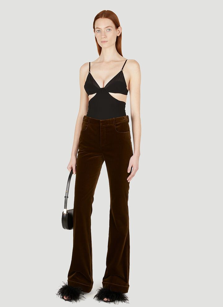 Saint Laurent Paris o1s1wg111024 Flared Pants in Velvet in Brown Size 28" / US 6 / IT 42 - 2 Thumbnail