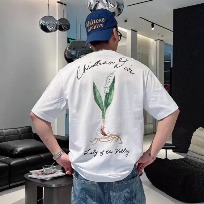 Dior Dior 24 CN Cotton Tee White Back Lily Print Logo S Size US S / EU 44-46 / 1 - 7 Thumbnail