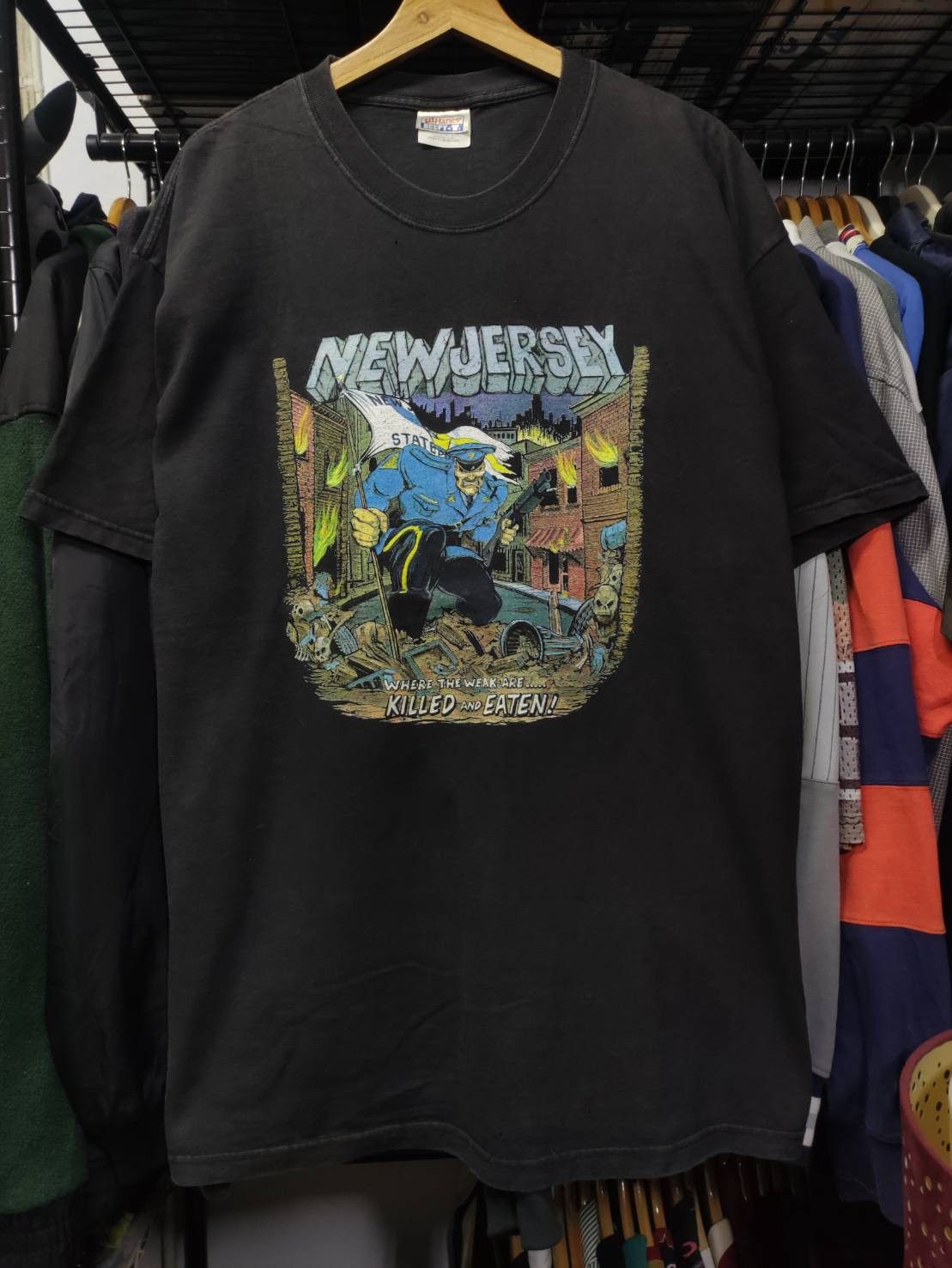 Vintage Vtg 00's New Jersey " Where the weak are killed and eaten! " Size US XL / EU 56 / 4 - 2 Thumbnail