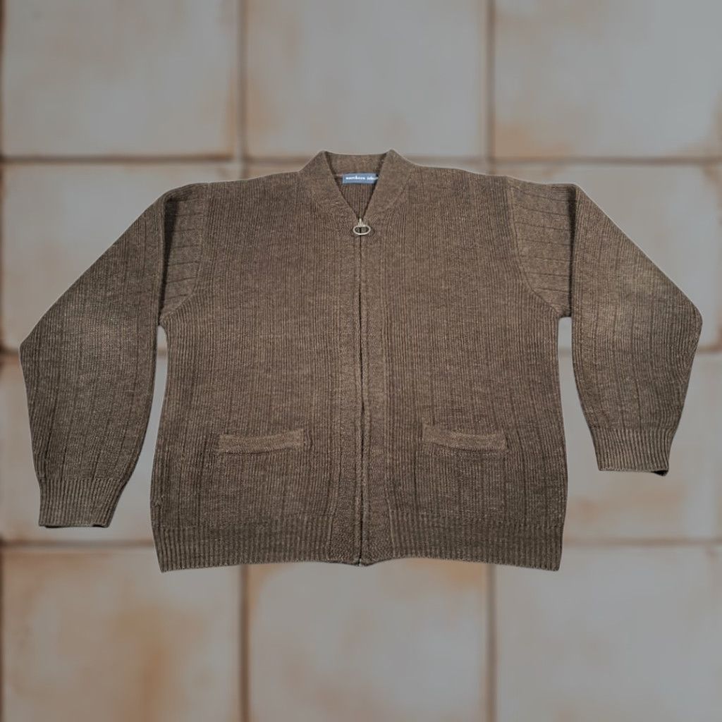 Vintage VINTAGE Northern Isles Sweater Cardigan Adult XL Brown 90s Zip Full Zip Pockets Mock Neck Rib Knit Mens XL Brown 90s Vintage Size US XL / EU 56 / 4 - 1 Thumbnail