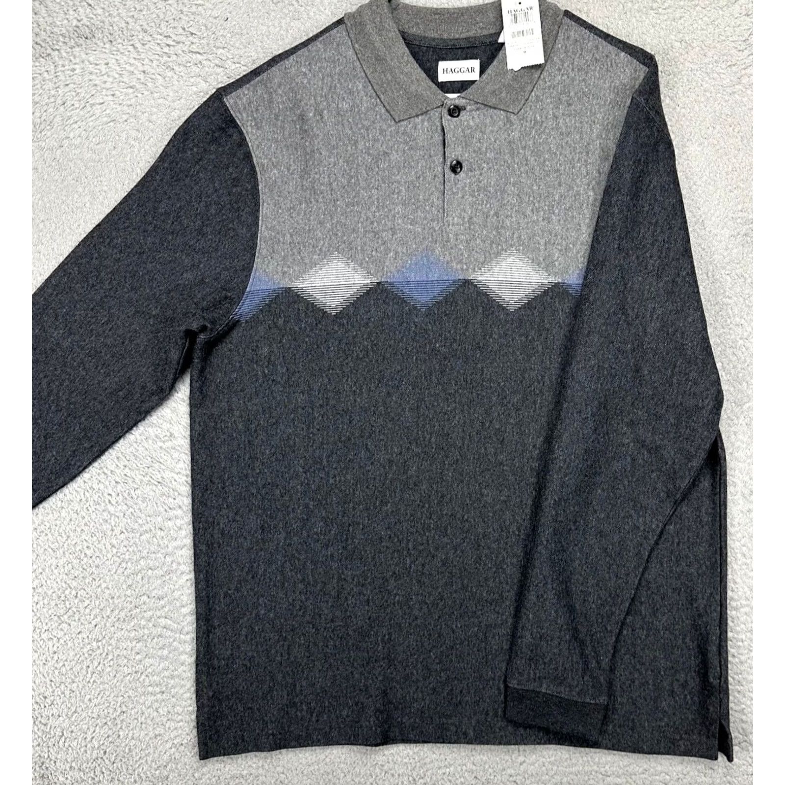 Haggar Haggar Sweater Adult Medium Grey Polo Sweatshirt Long Sleeve Pullover Mens NEW Size US M / EU 48-50 / 2 - 3 Thumbnail