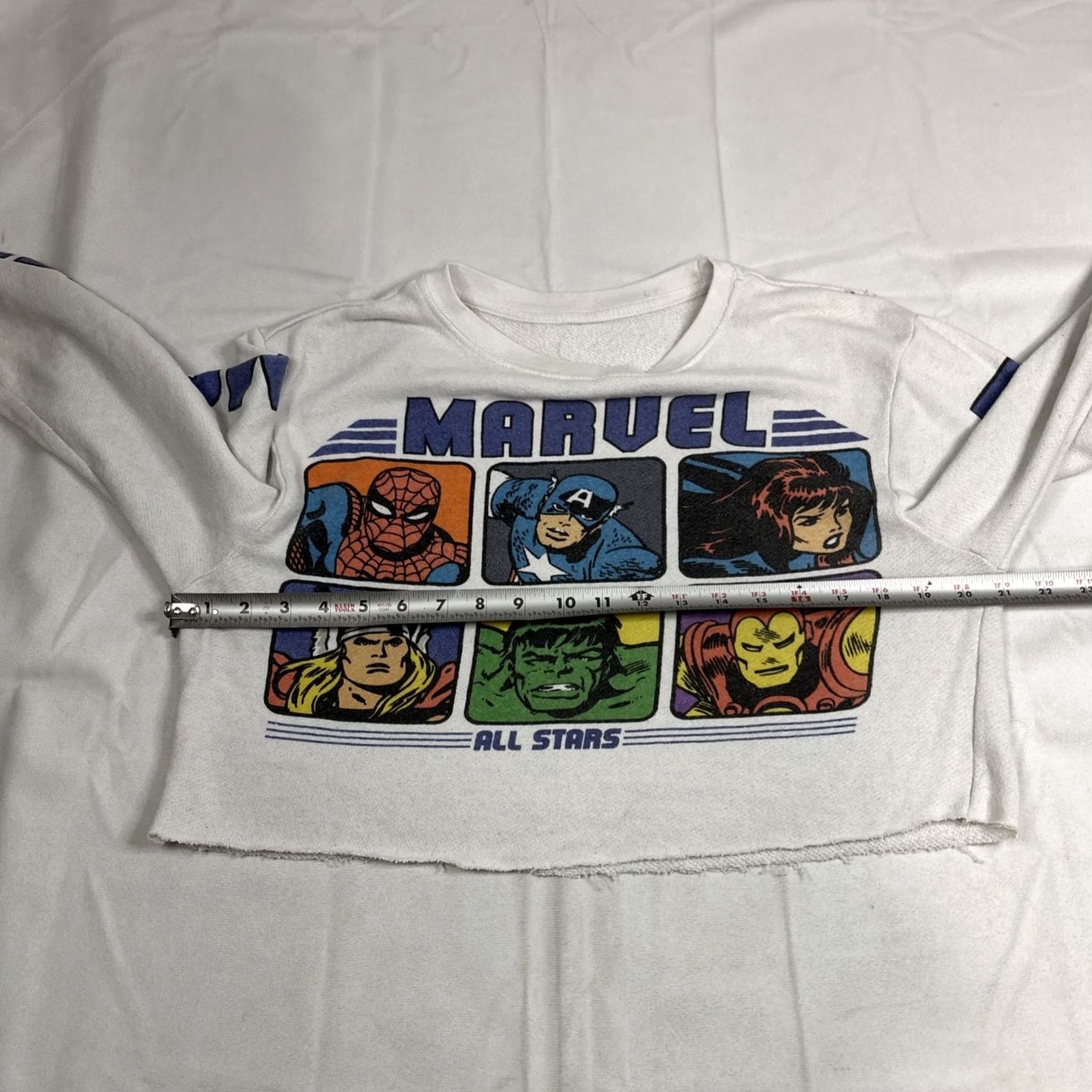 Vintage VINTAGE Marvel All Stars Pullover Sweatshirt Adult S White Cropped Belly Size S / US 4 / IT 40 - 5 Thumbnail