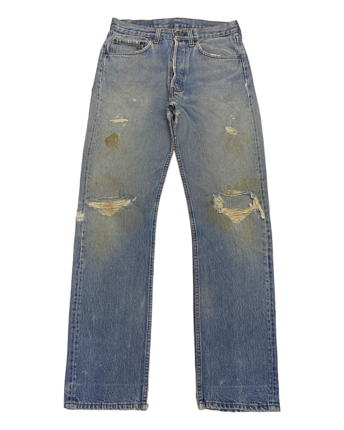 Levi's × Levi's Vintage Clothing VINTAGE LEVIS 501 DISTRESSED LEG CUT DENIM JEANS Size US 30 / EU 46 - 1 Thumbnail