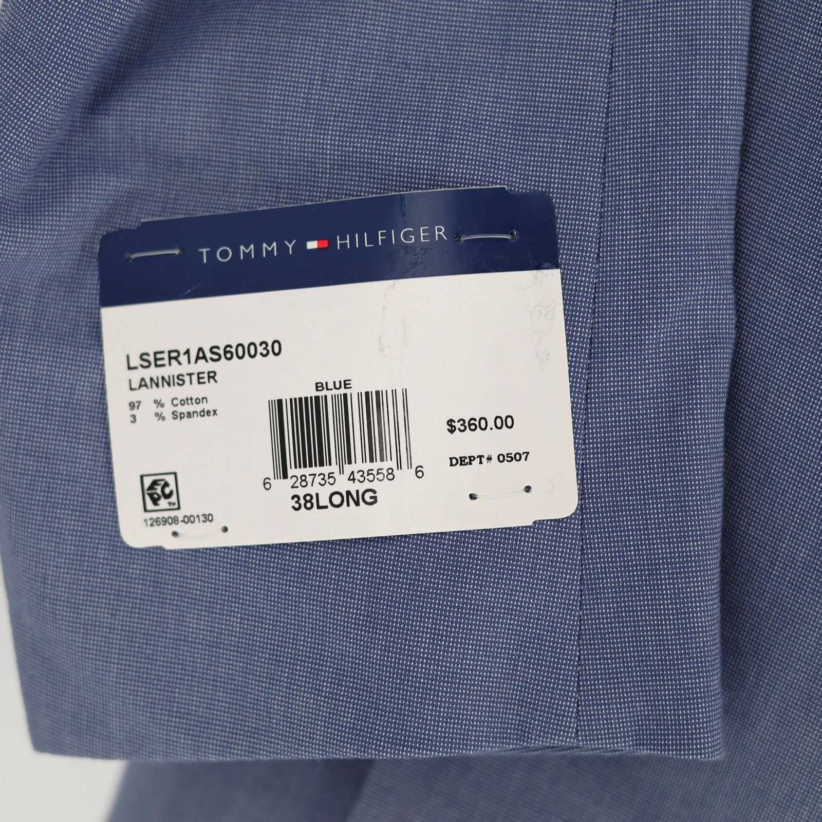 Tommy Hilfiger Tommy Hilfiger Men's Blue Cotton Modern Suit Jacket Size 38L Size 38L - 6 Thumbnail