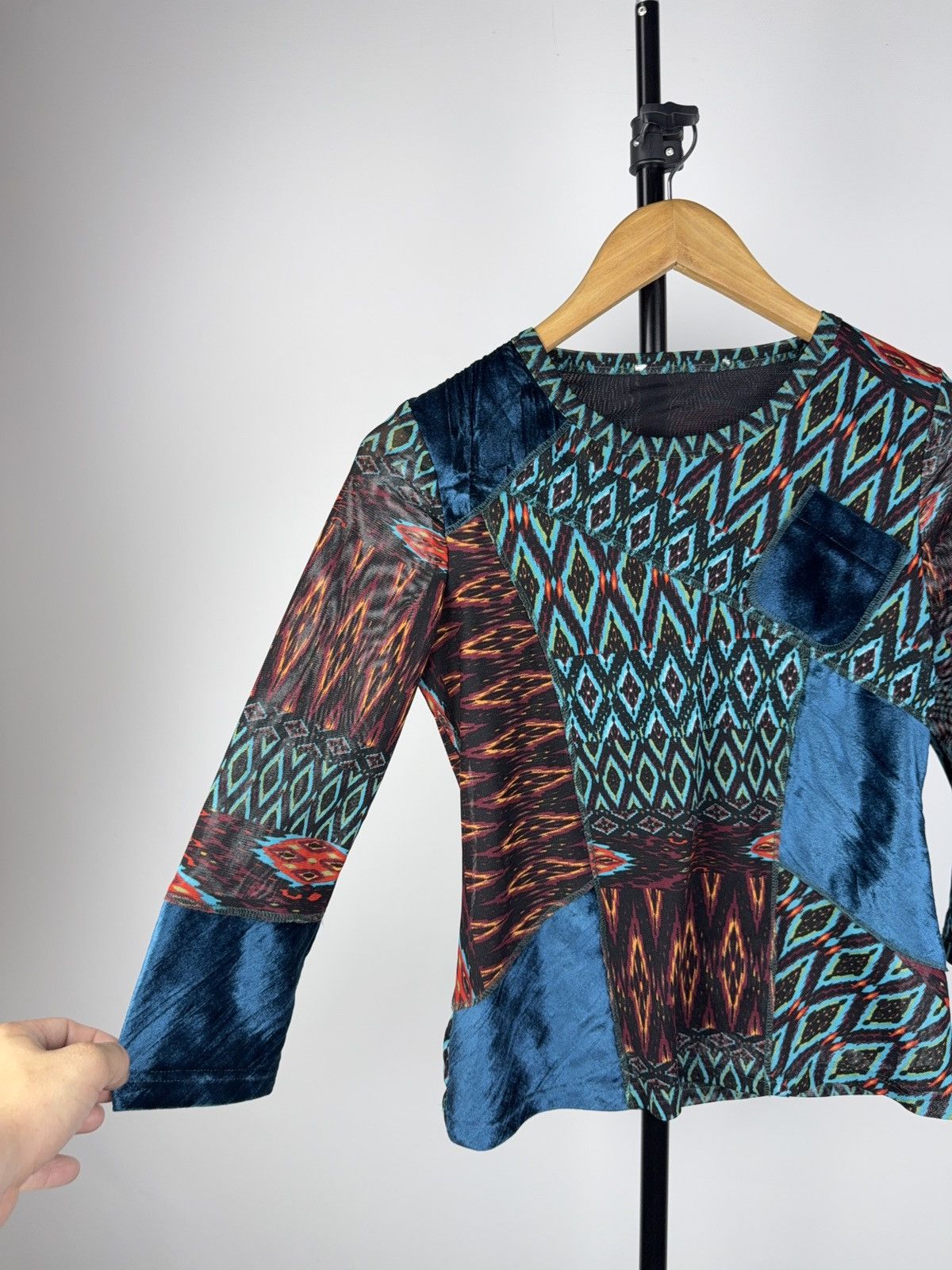 Other Vintage Psychedelic Mesh Patchwork Top Gaultier Style Y2K Size M / US 6-8 / IT 42-44 - 3 Thumbnail