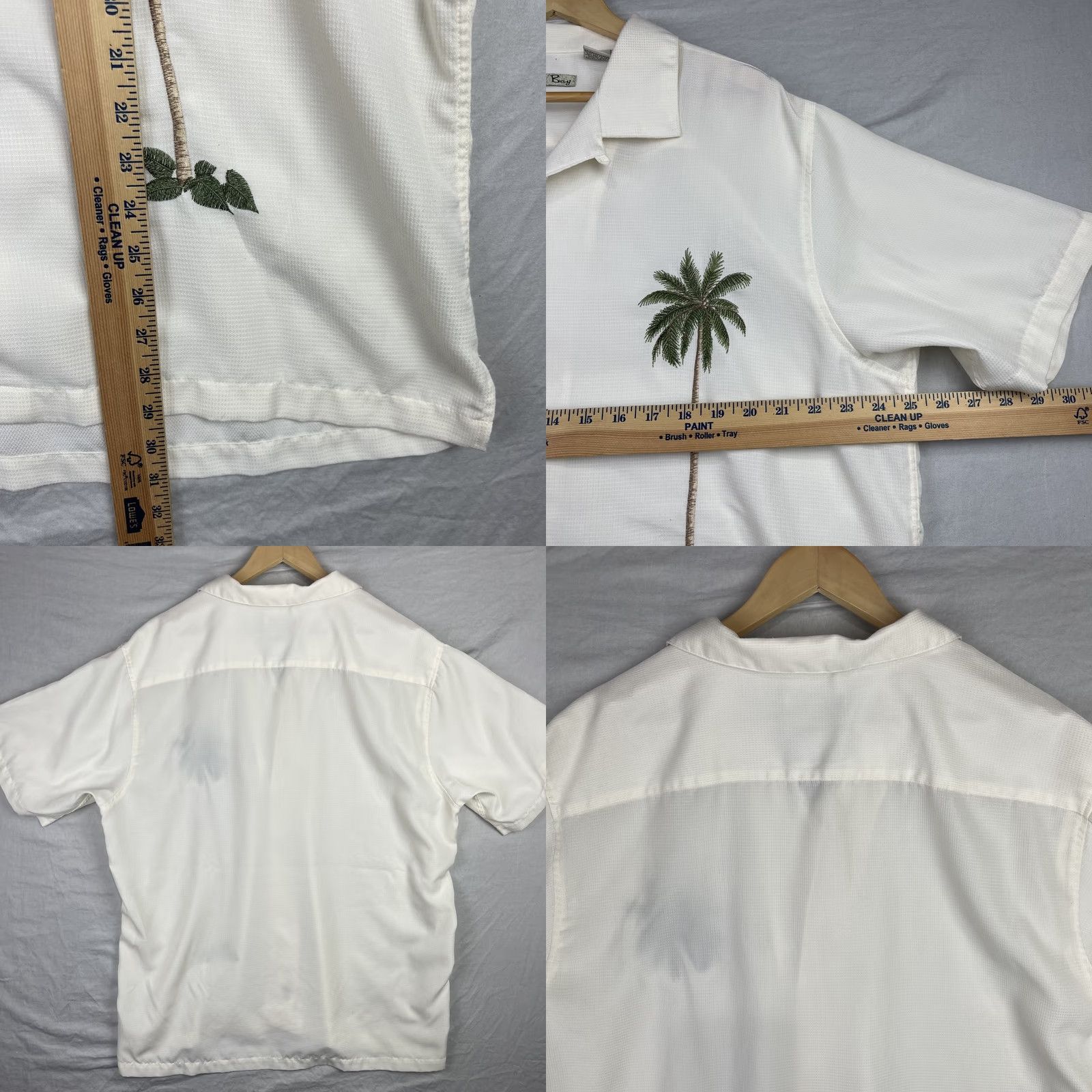 Vintage Batik Bay Shirt Mens XL Beige Palm Tree Camp Embroidered Button Up Size US XL / EU 56 / 4 - 8 Thumbnail