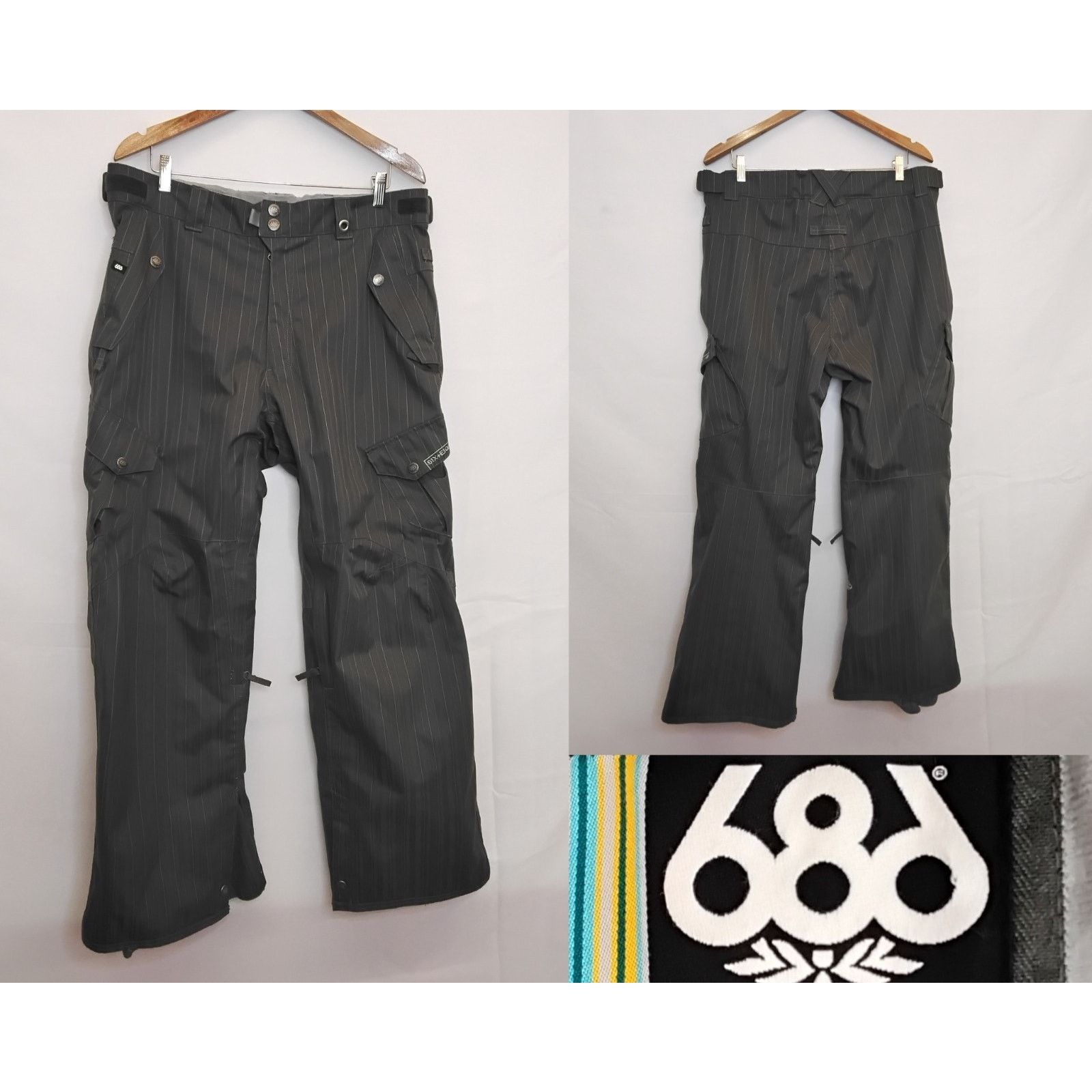 686 686 Snow Pants Men's L Gray Stripes Ski Snowboard Infidry Size US 36 / EU 52 - 1 Thumbnail