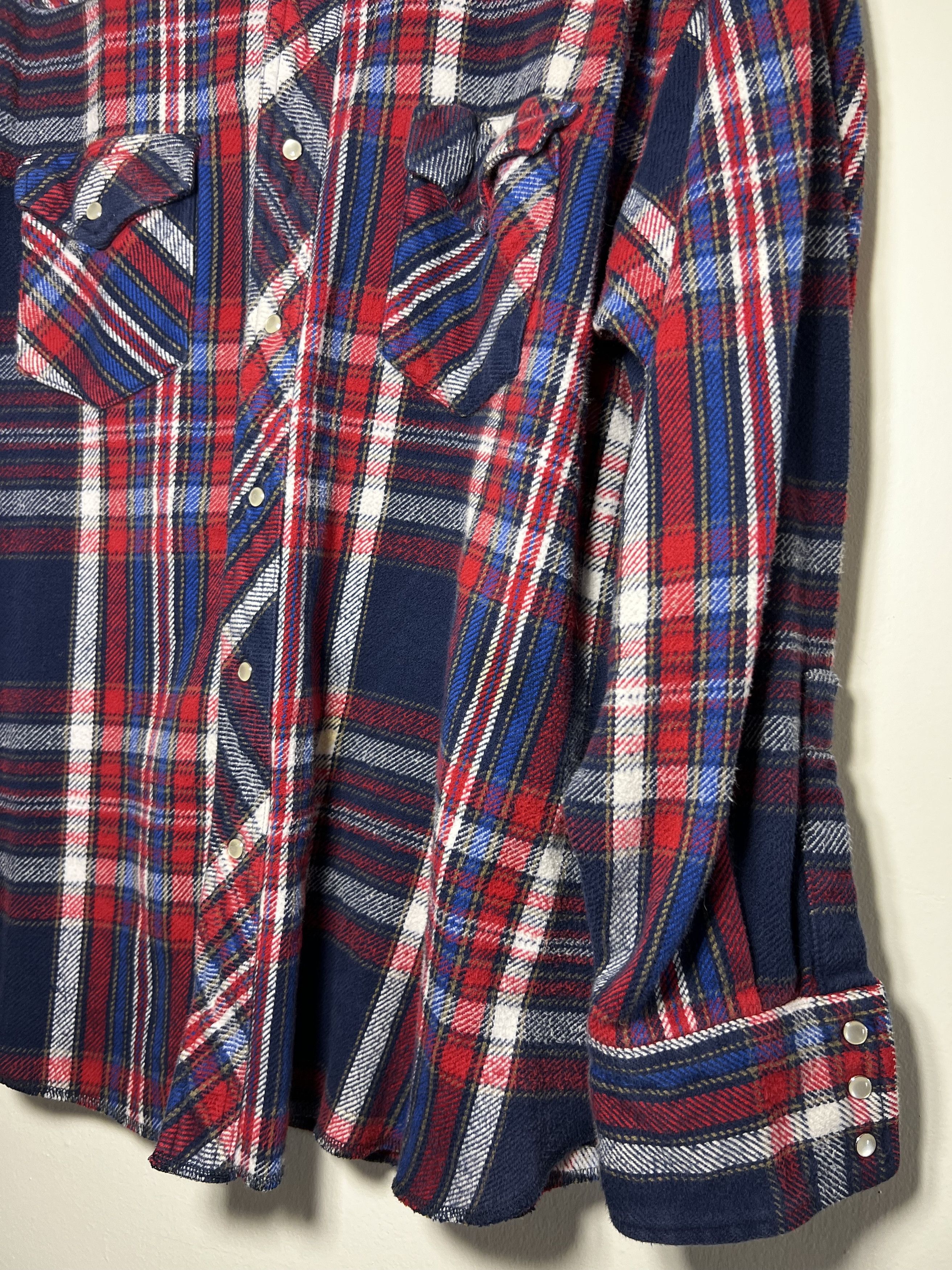 Flannel Vintage 1980's Wrangler Western Pearl Snap Long Sleeve Shirt Size US XL / EU 56 / 4 - 4 Thumbnail