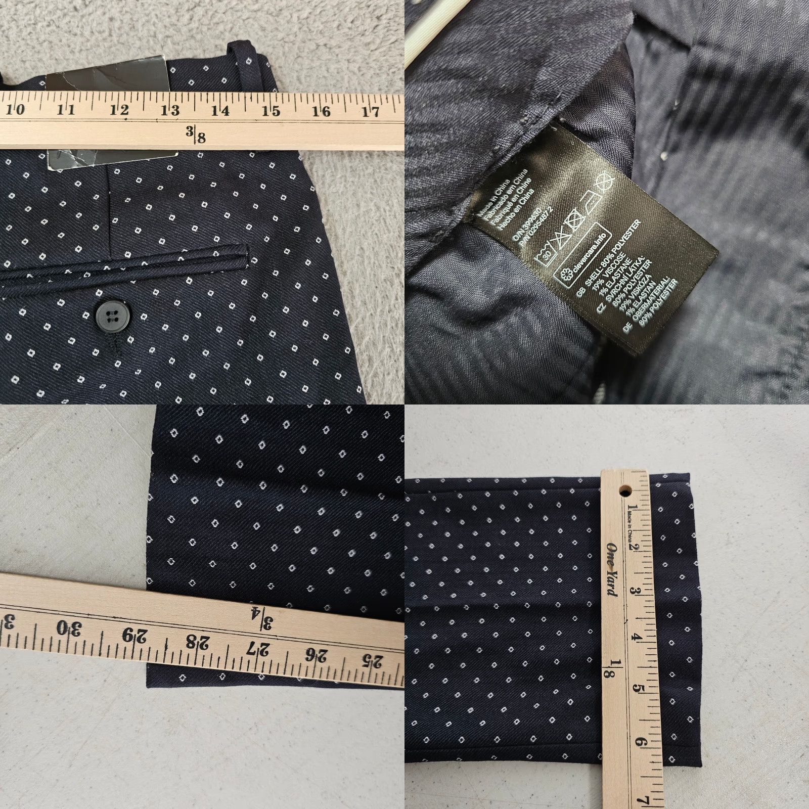 H&M H&M Chino Dress Pants Mens 32 Regular Flat Front Slim Blue 32x29 Office Workwear Preppy Size US 32 / EU 48 - 8 Thumbnail